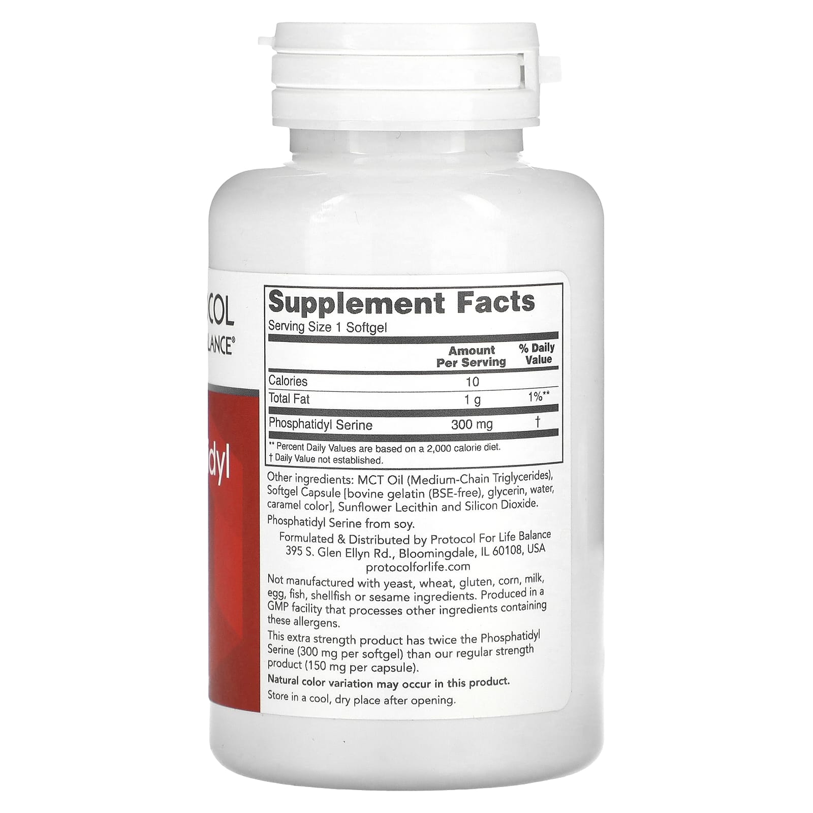 Protocol for Life Balance, Extra Strength Phosphatidyl Serine, 300 mg, 50 Softgels - Image 2