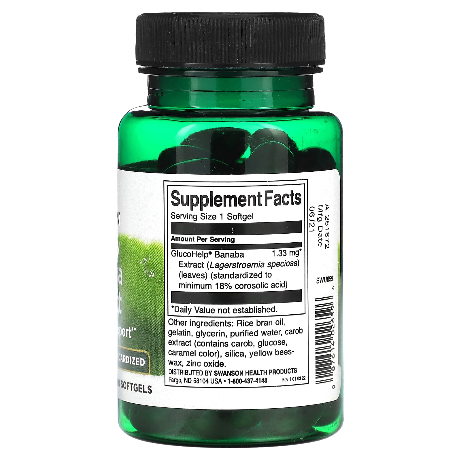Swanson, GlucoHelp, Banaba Extract, 1.33 mg, 60 Softgels - Image 2