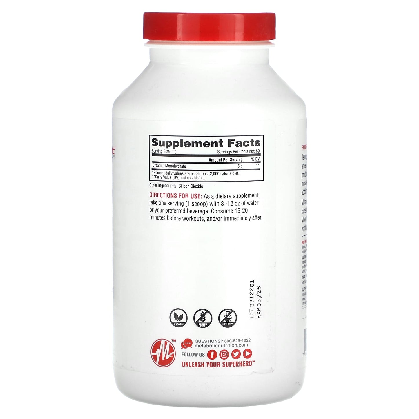 Metabolic Nutrition, Creatine, Unflavored, 10.58 oz (300 g) - Image 2