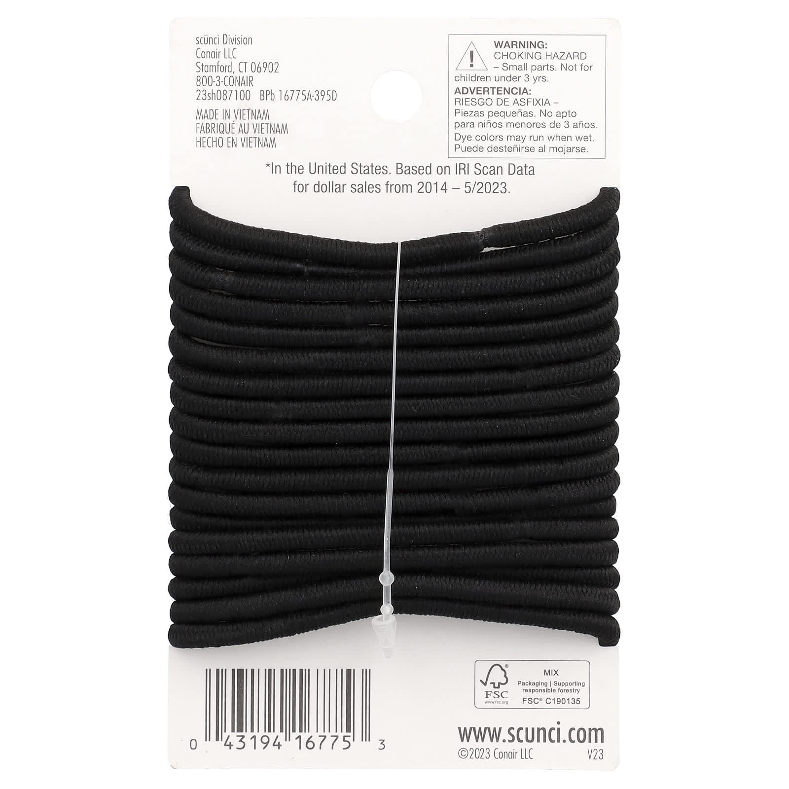 Scunci, No Damage® Elastics, All Day Medium Hold, Black, 18 Pieces - Image 2