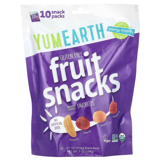 YumEarth, Organic Fruit Snacks, Favorites, 10 Snack Packs, 0.7 oz (19.8 g) Each - Image 1