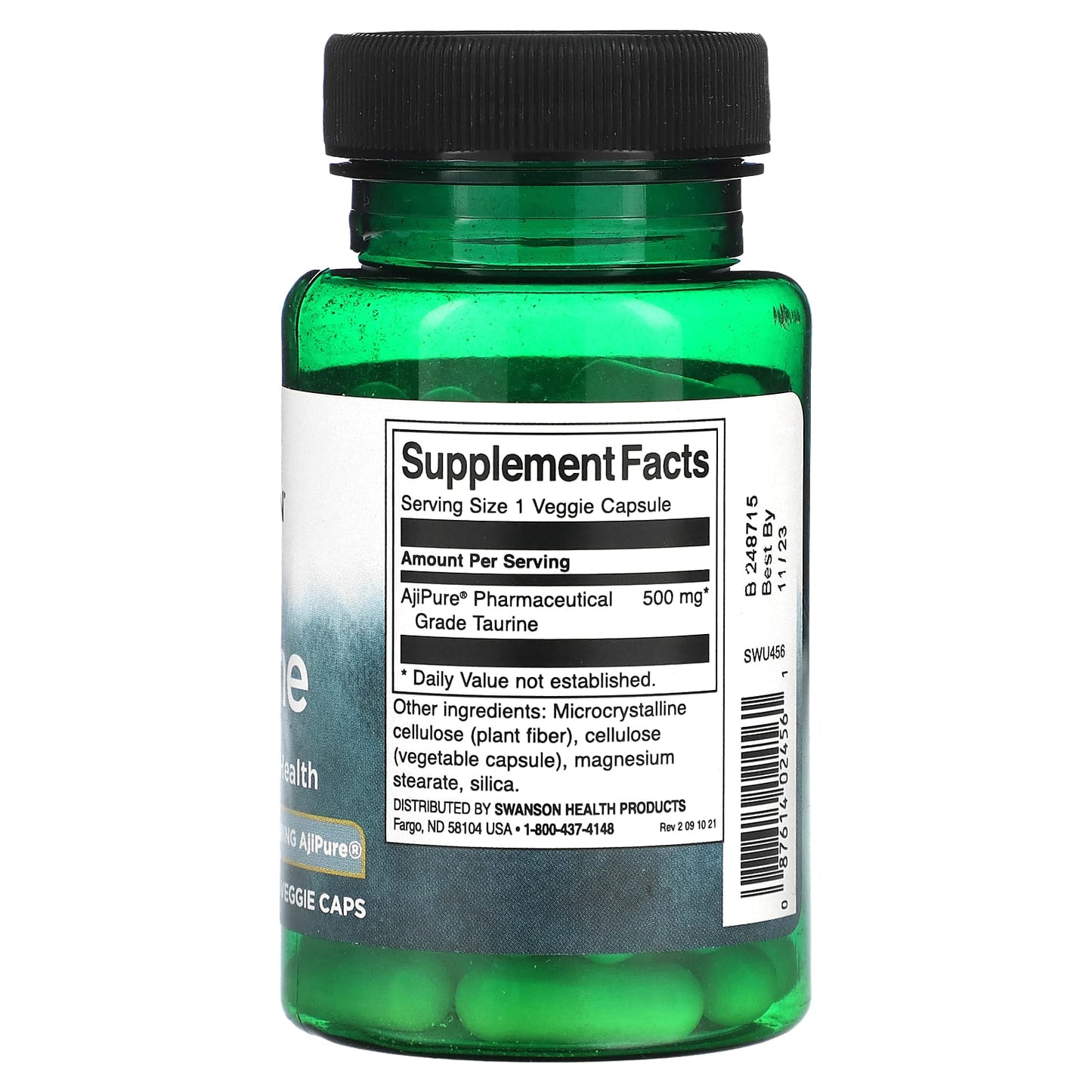 Swanson, Taurine, 500 mg, 60 Veggie Caps - Image 2