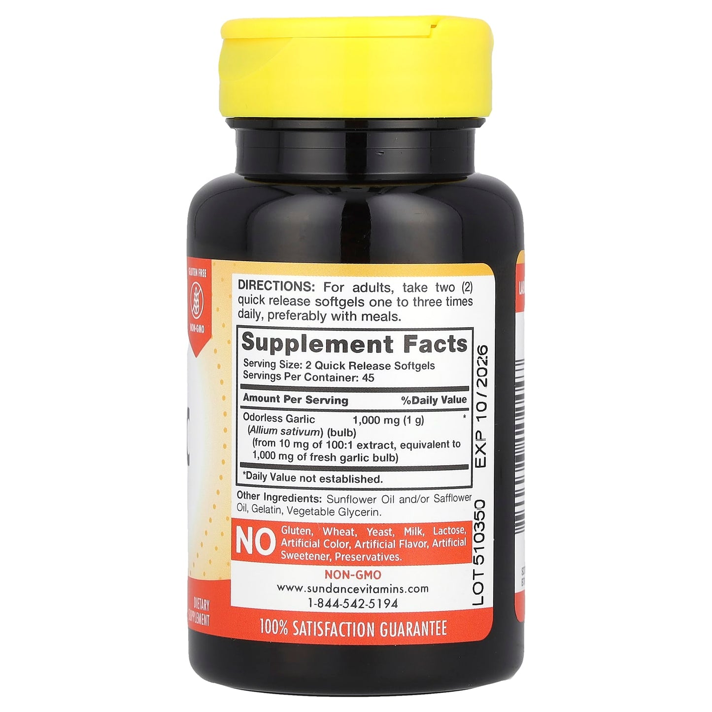 Sundance Vitamins, Odorless Garlic, 90 Quick Release Softgels (500 mg per Softgel) - Image 2