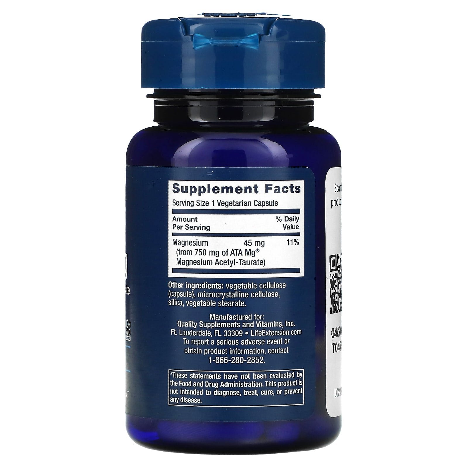 Life Extension, Calm-Mag, Magnesium Acetyl Taurinate, 30 Vegetarian Capsules - Image 2