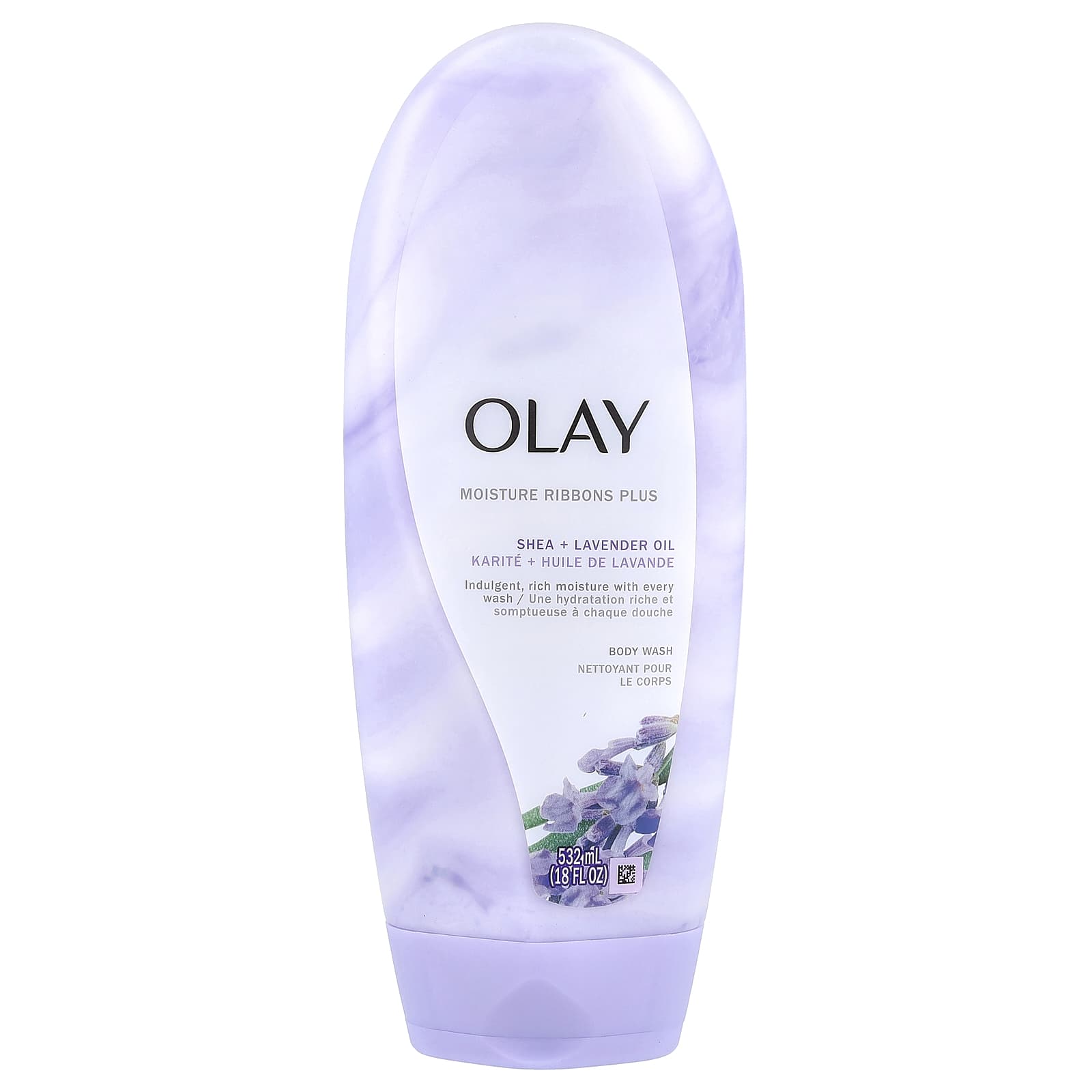 Olay, Moisture Ribbons Plus, Body Wash, Shea + Lavender Oil, 18 fl oz (532 ml) - Image 1
