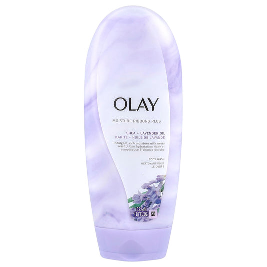 Olay, Moisture Ribbons Plus, Body Wash, Shea + Lavender Oil, 18 fl oz (532 ml) - Image 1