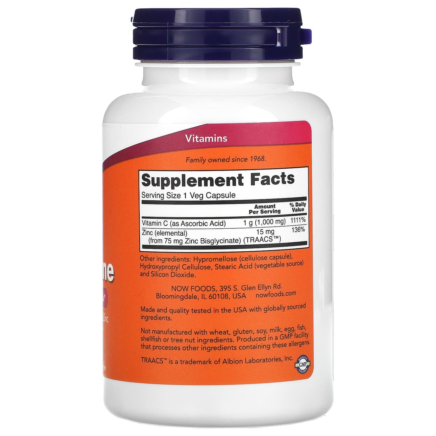NOW Foods, C-1000 Zinc Immune, Vitamin C, 1,000 mg  & Zinc, 15 mg , 90 Veg Capsules - Image 2