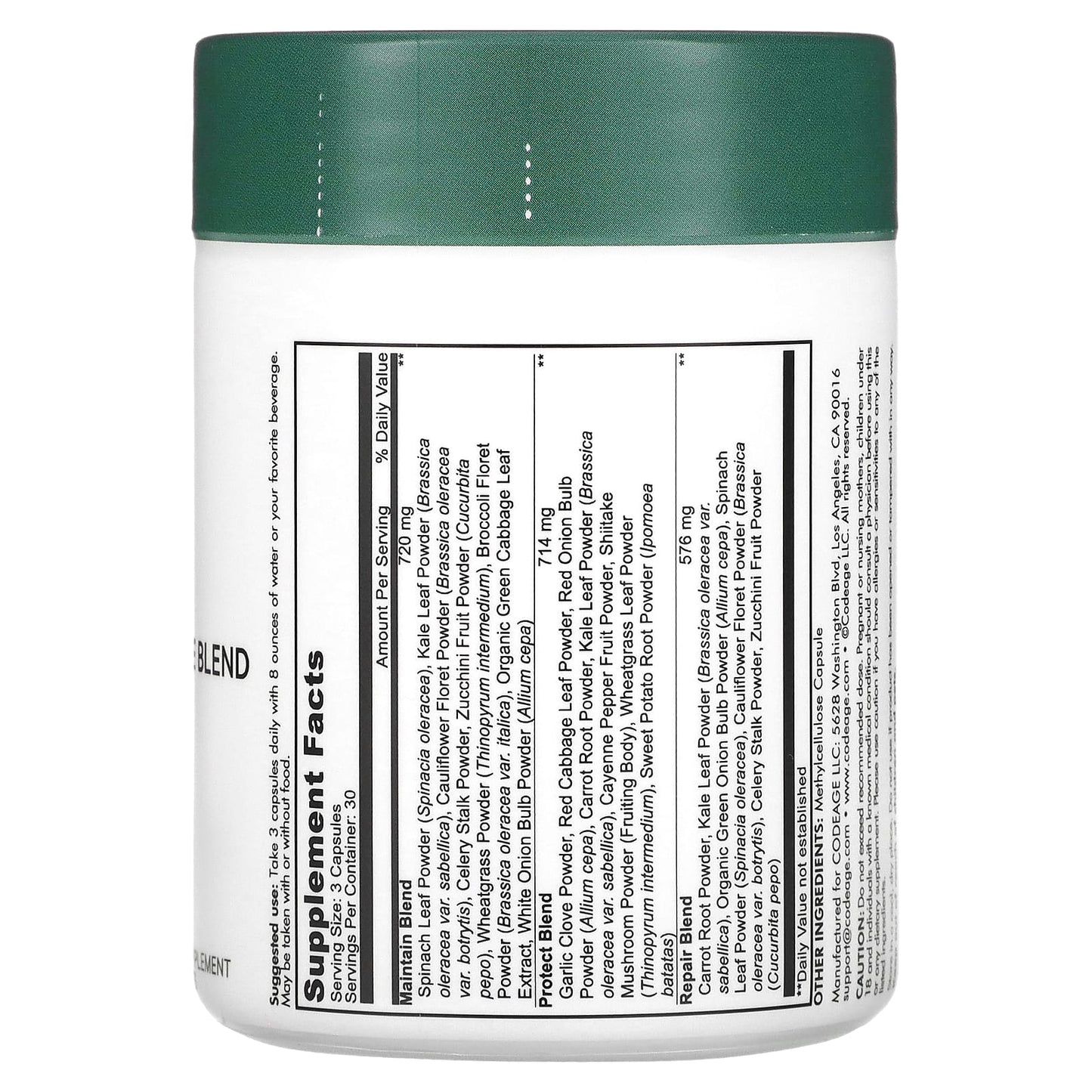 Daily Veggie Blend by CodeAge - 90 Capsules, GMO-Free & Vegan - Image 2
