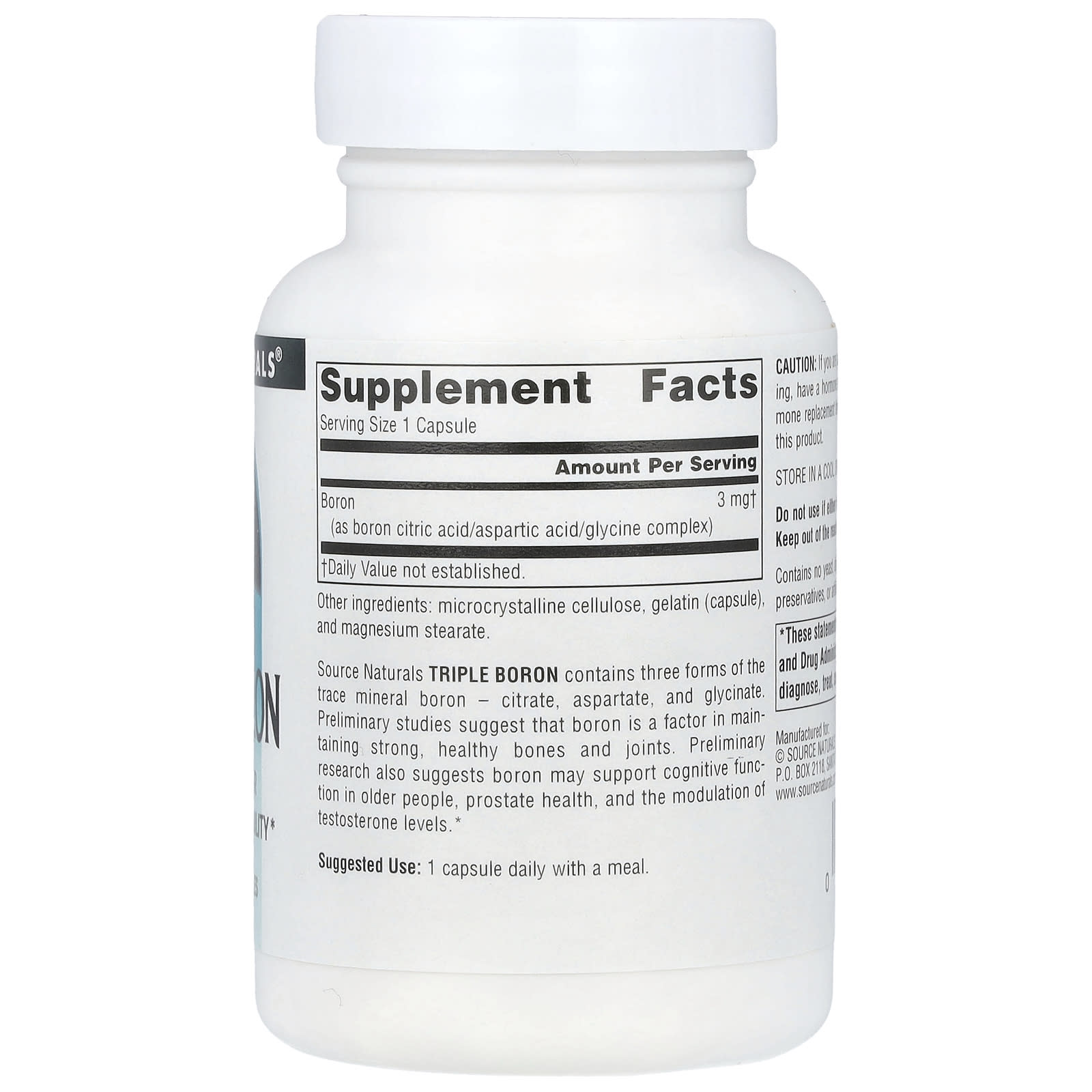 Source Naturals, Triple Boron , 3 mg, 100 Capsules - Image 2