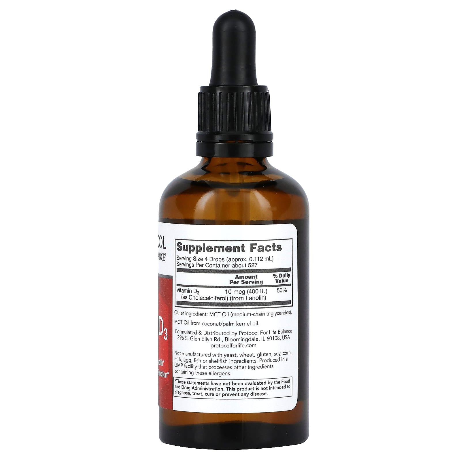 Protocol for Life Balance, Liquid Vitamin D3, 400 IU, 2 fl oz (59 ml) - Image 2