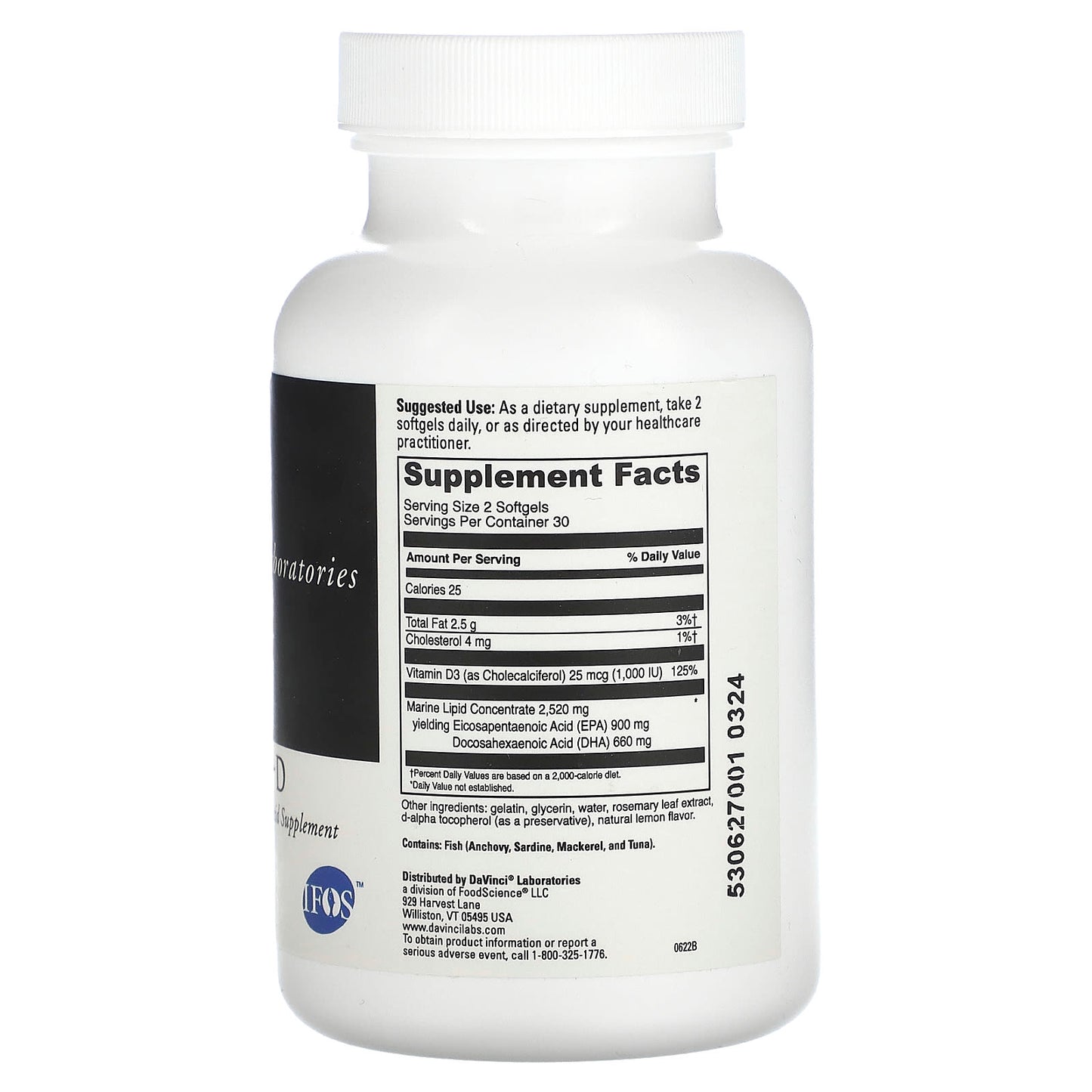Wild Caught Omega 3 HP-D Supplement with Vitamin D3 by DaVinci Laboratories - Image 2