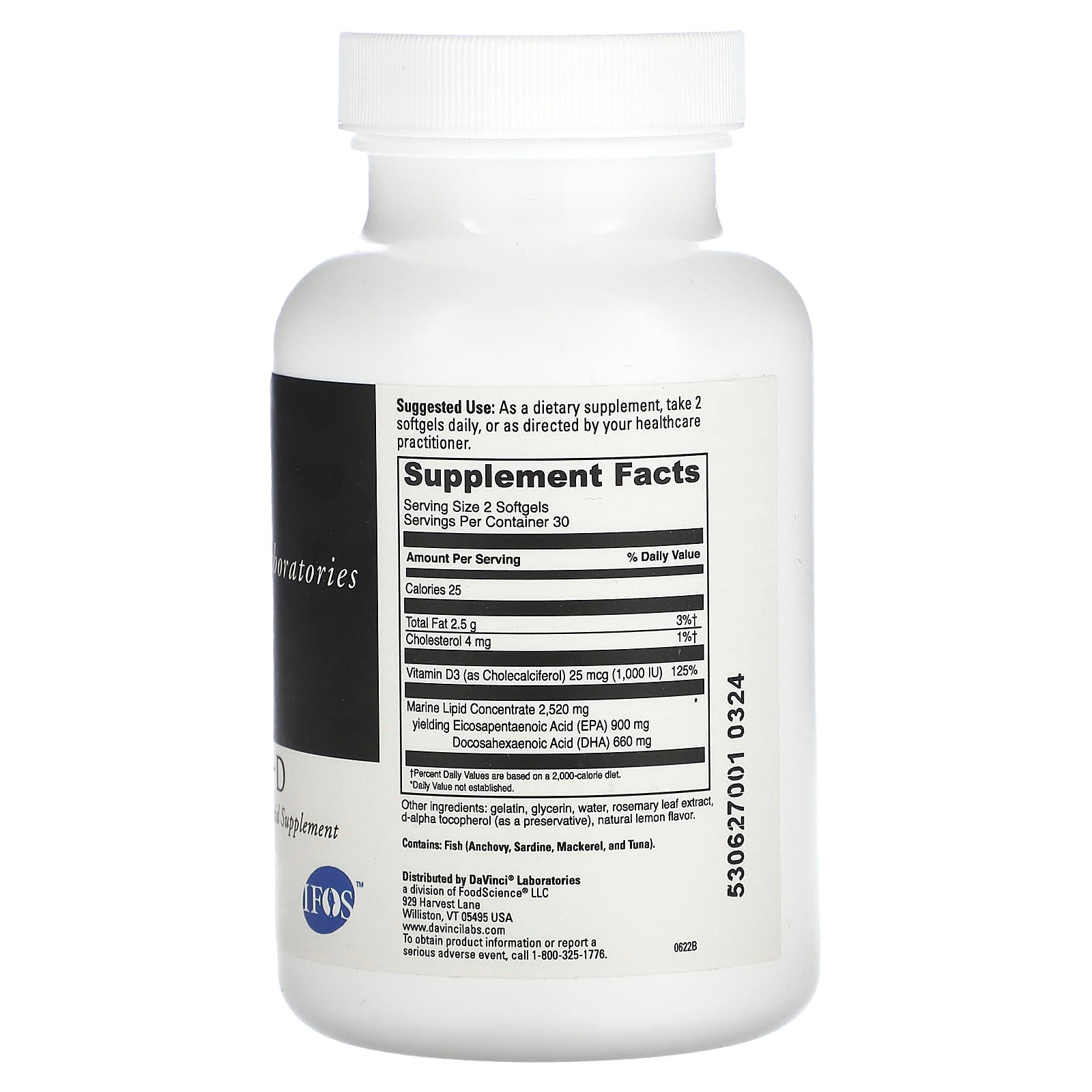 Wild Caught Omega 3 HP-D Supplement with Vitamin D3 by DaVinci Laboratories - Image 2