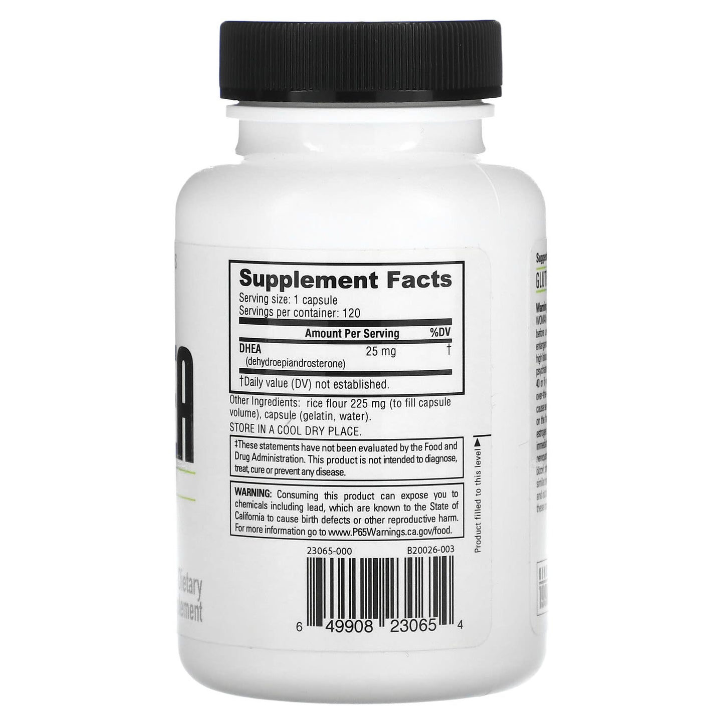 NutraBio, DHEA, 25 mg, 120 Capsules - Image 2