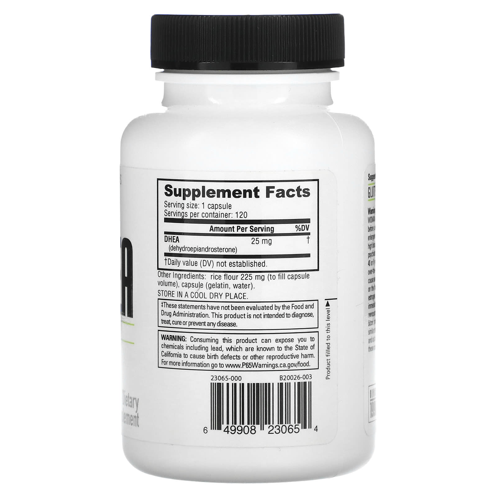NutraBio, DHEA, 25 mg, 120 Capsules - Image 2