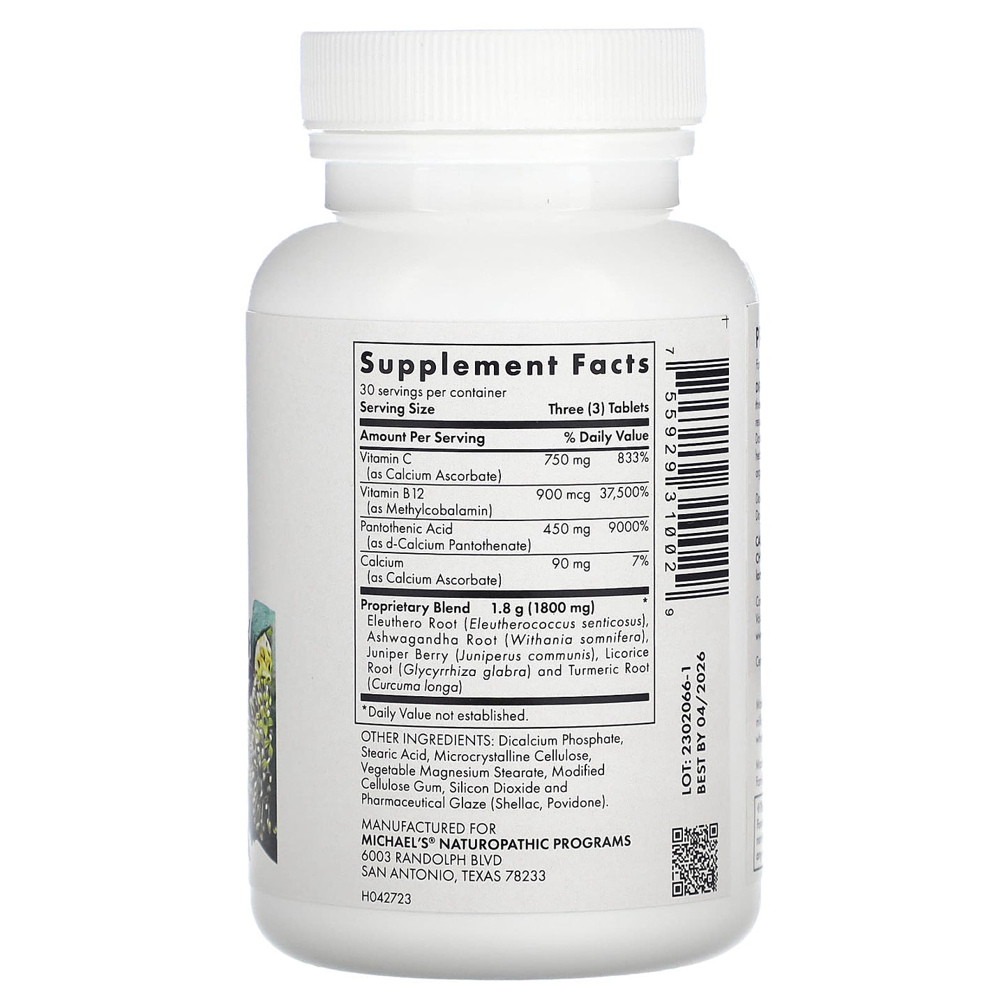 Michael's Health, Stress Adrenal Support, 90 Vegetarian Tablets - Image 2