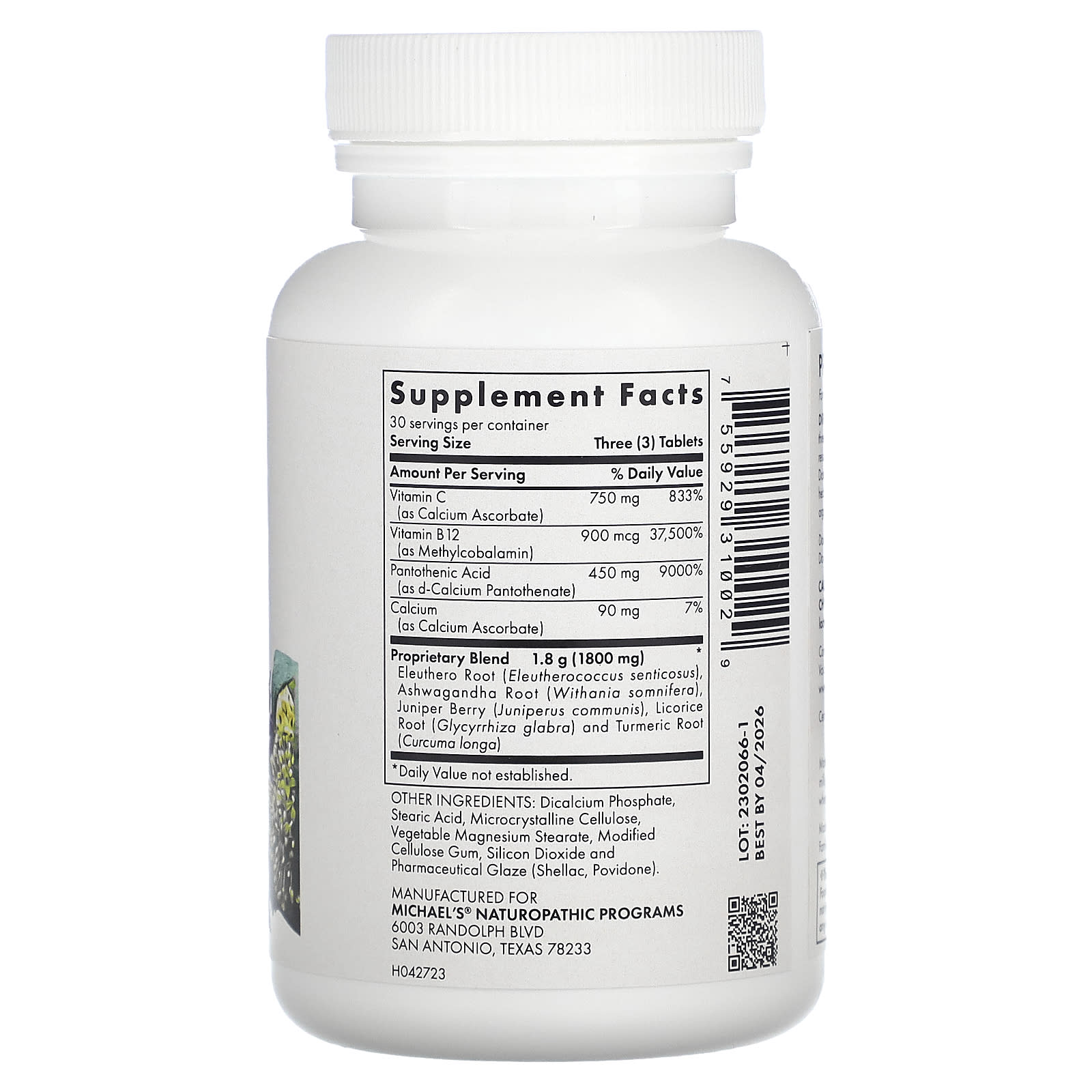 Michael's Health, Stress Adrenal Support, 90 Vegetarian Tablets - Image 2
