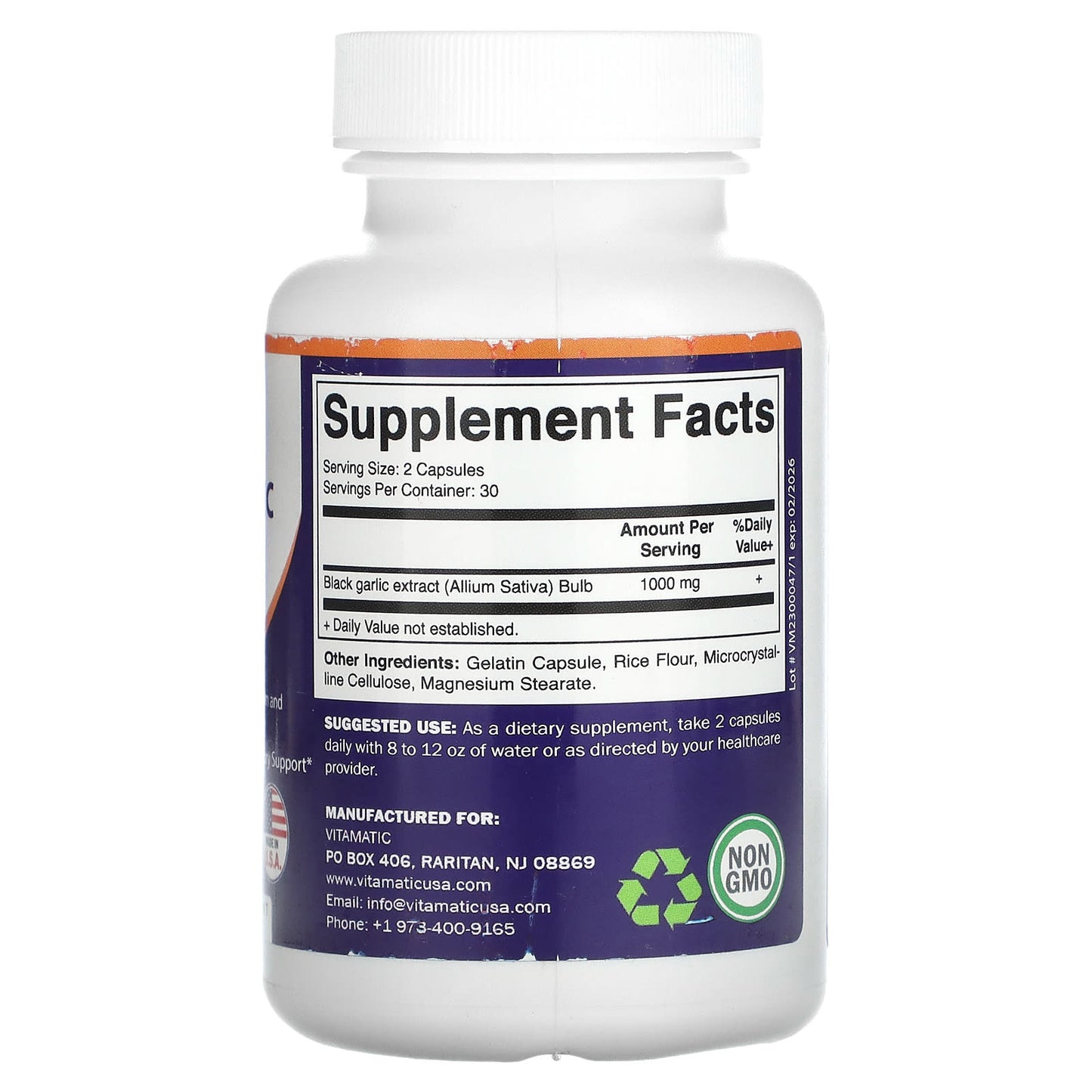 Vitamatic, Fermented Black Garlic, 60 Capsules (500 mg per Capsule) - Image 2