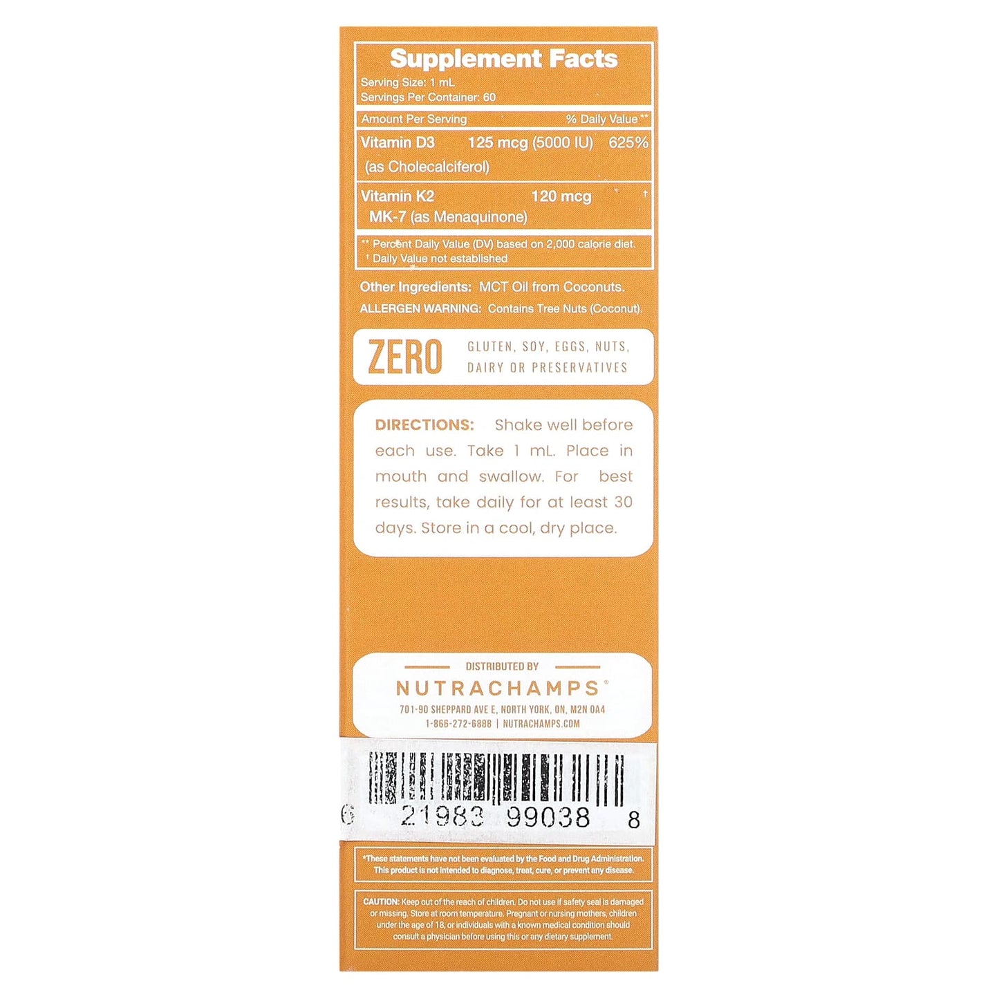 NutraChamps, D3 + K2 Liquid Drops, Unflavored, 2 fl oz (60 ml) - Image 2