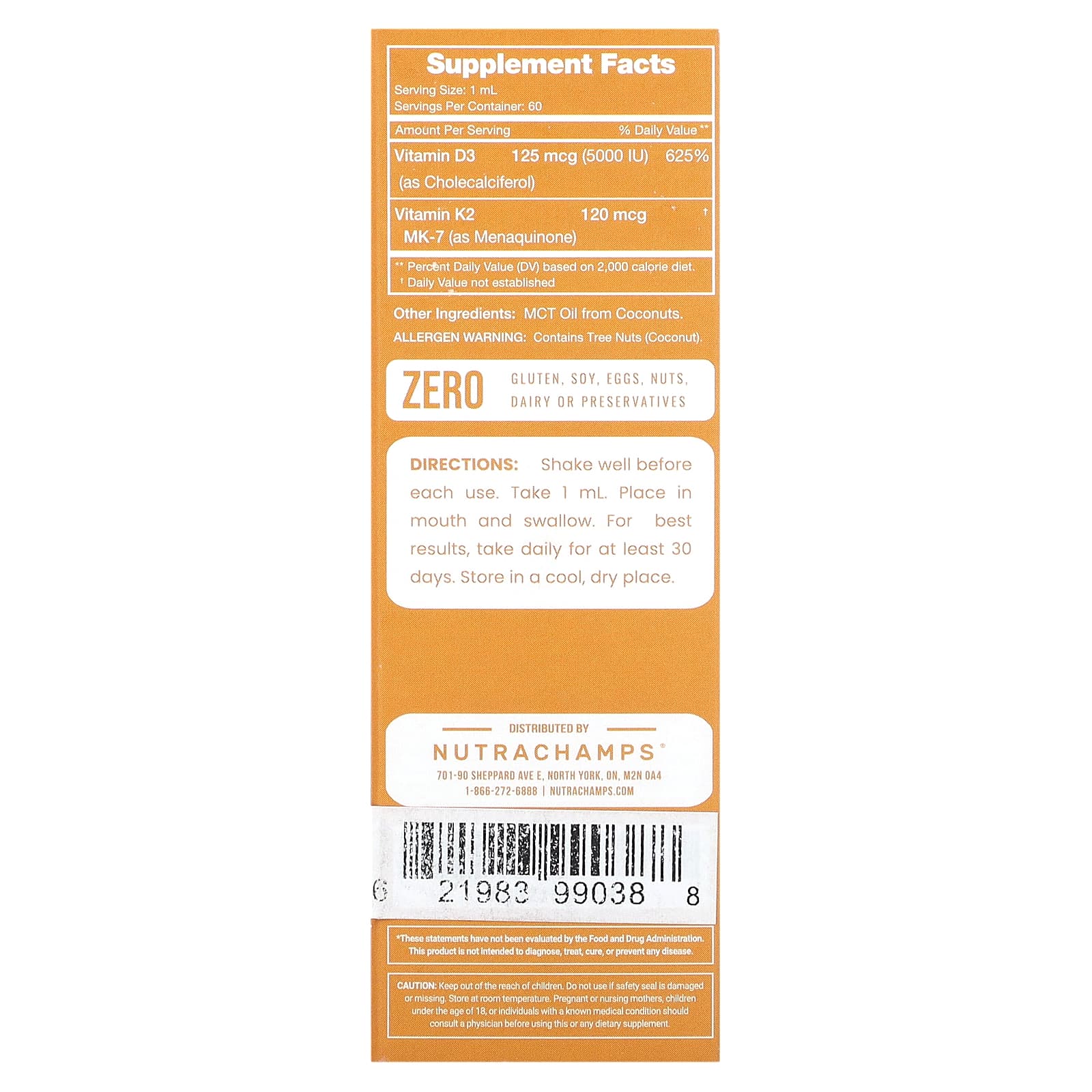 NutraChamps, D3 + K2 Liquid Drops, Unflavored, 2 fl oz (60 ml) - Image 2