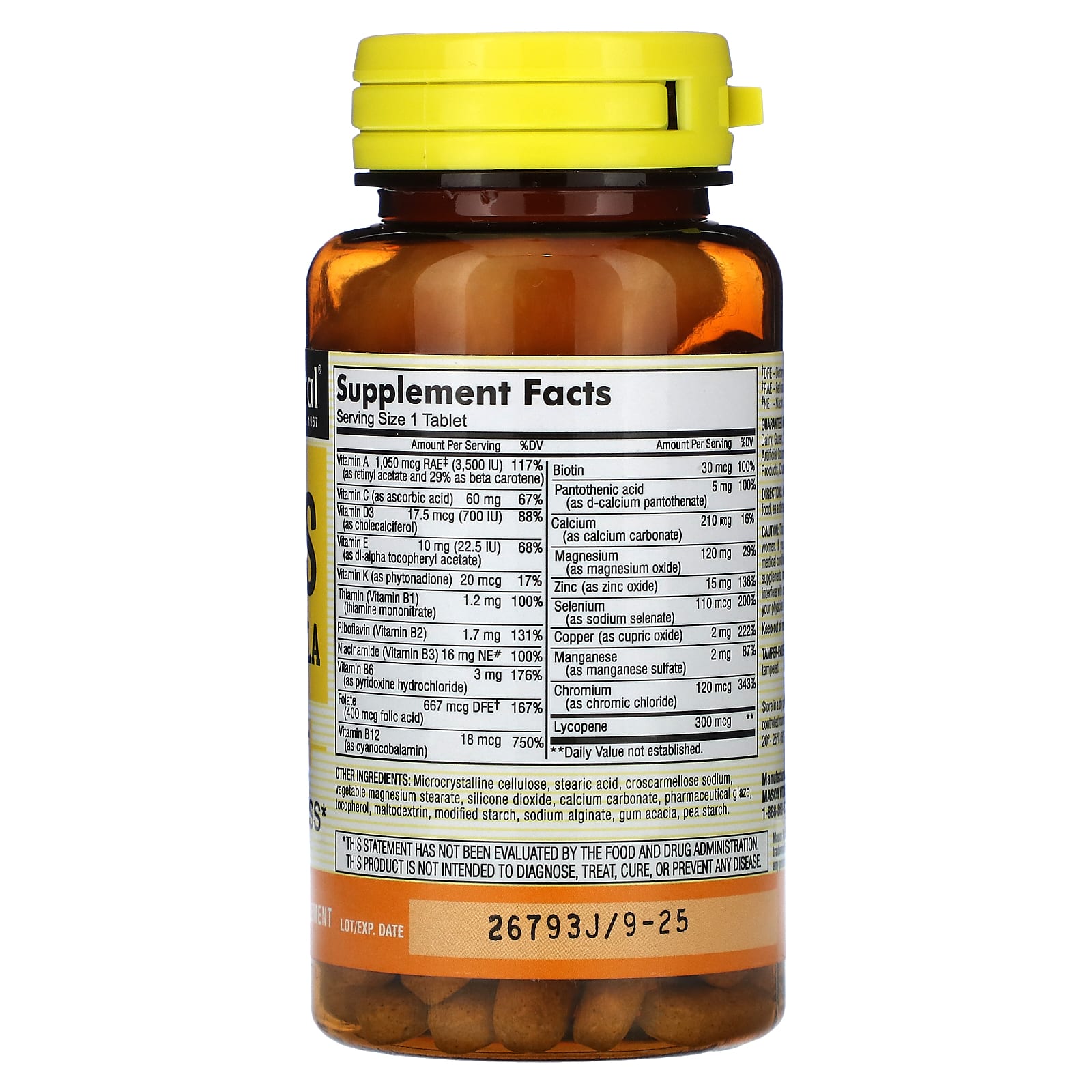 Mason Natural, Men's Daily Formula, 100 Tablets - Image 2