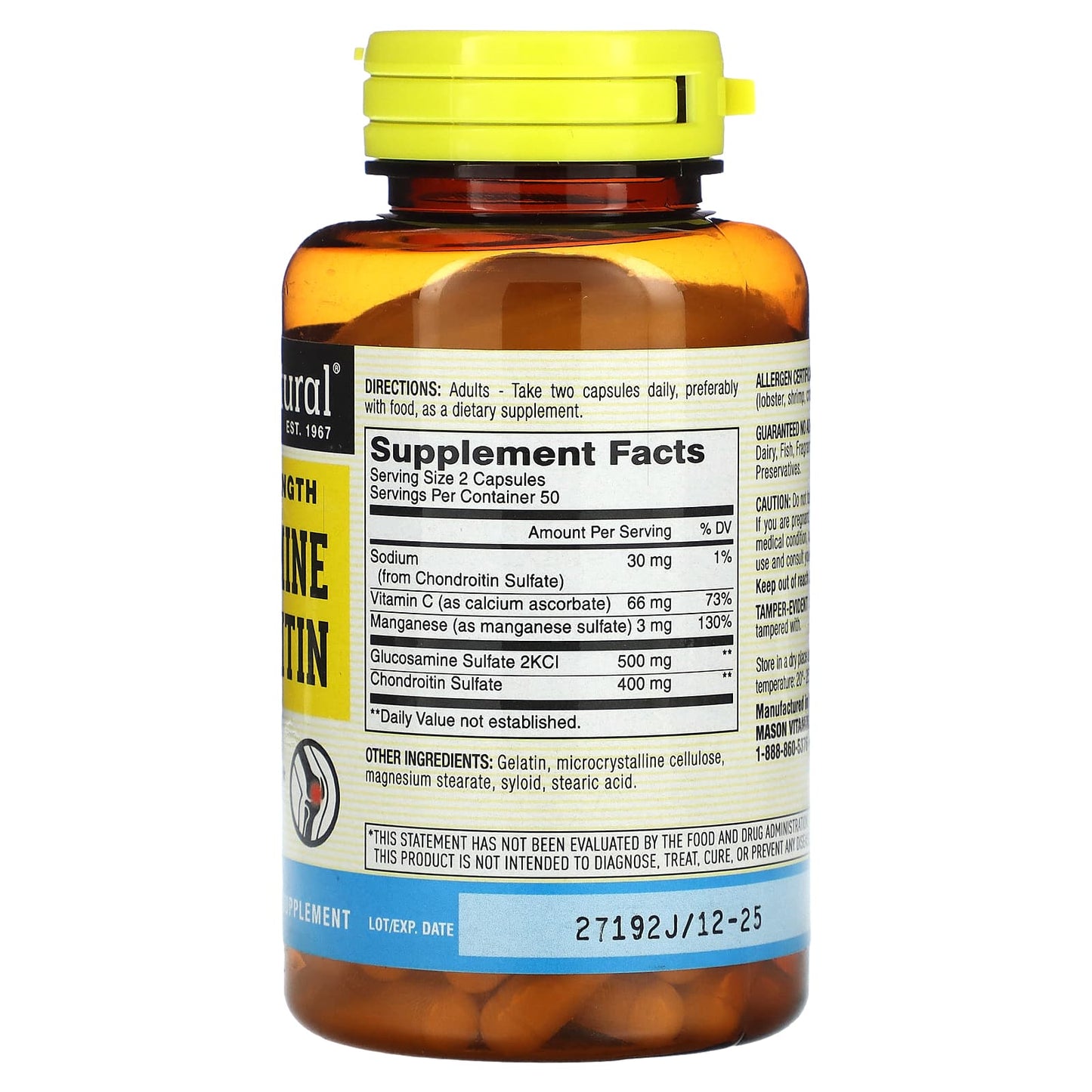 Mason Natural, Glucosamine Chondroitin, Regular Strength, 100 Capsules - Image 2