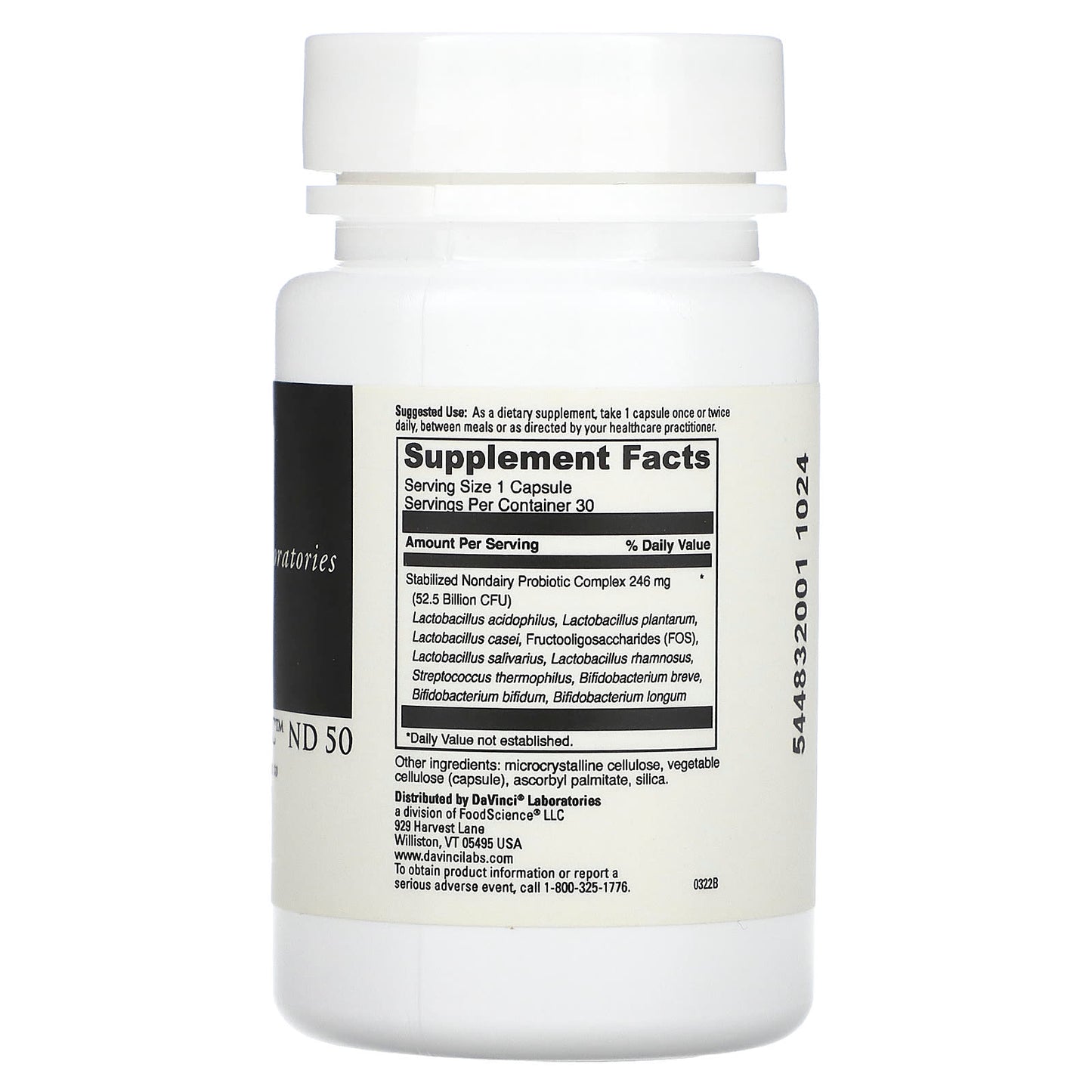 Support Your Gut Health with DaVinci Laboratories Mega Probiotic ND 50, 30 Capsules - Image 2