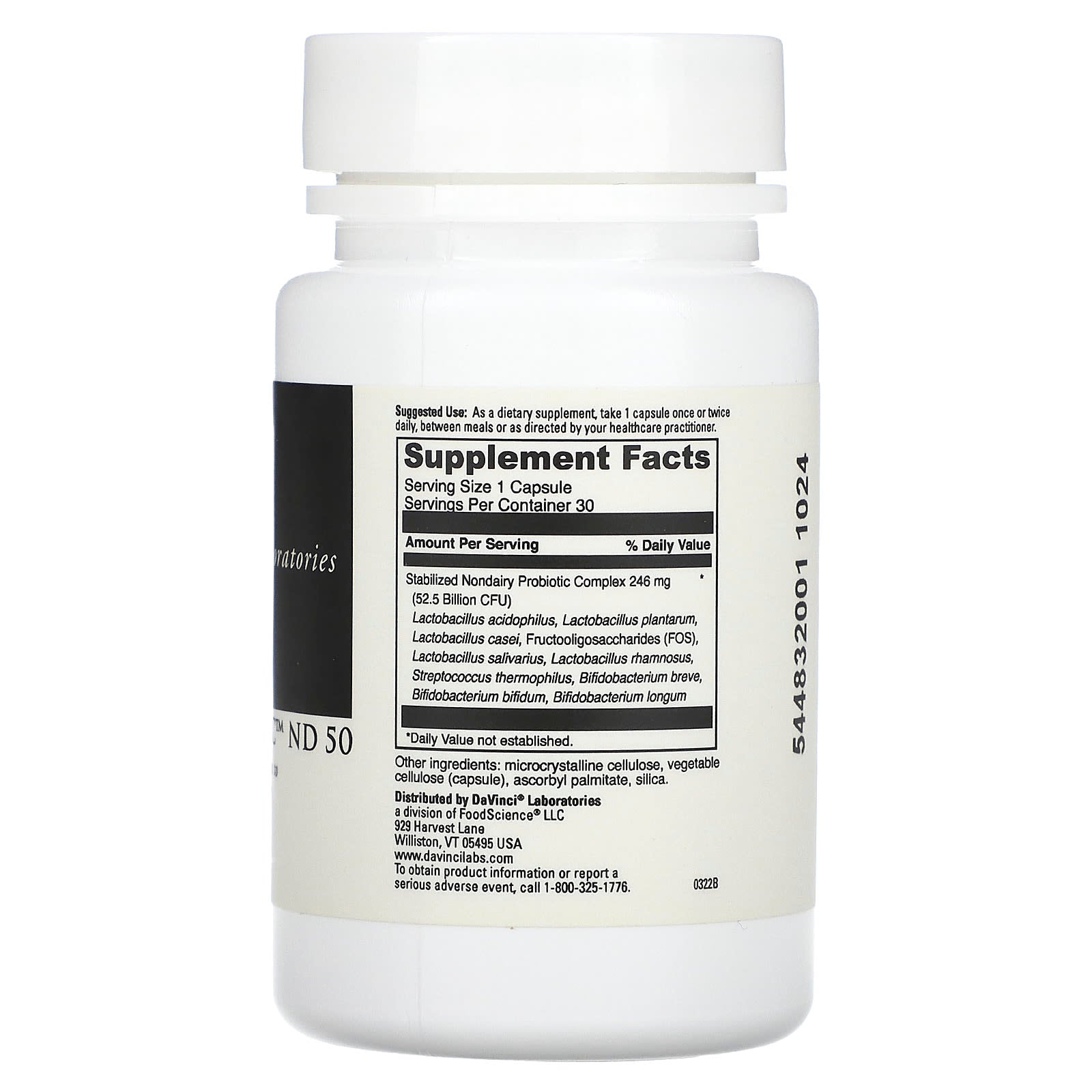Support Your Gut Health with DaVinci Laboratories Mega Probiotic ND 50, 30 Capsules - Image 2