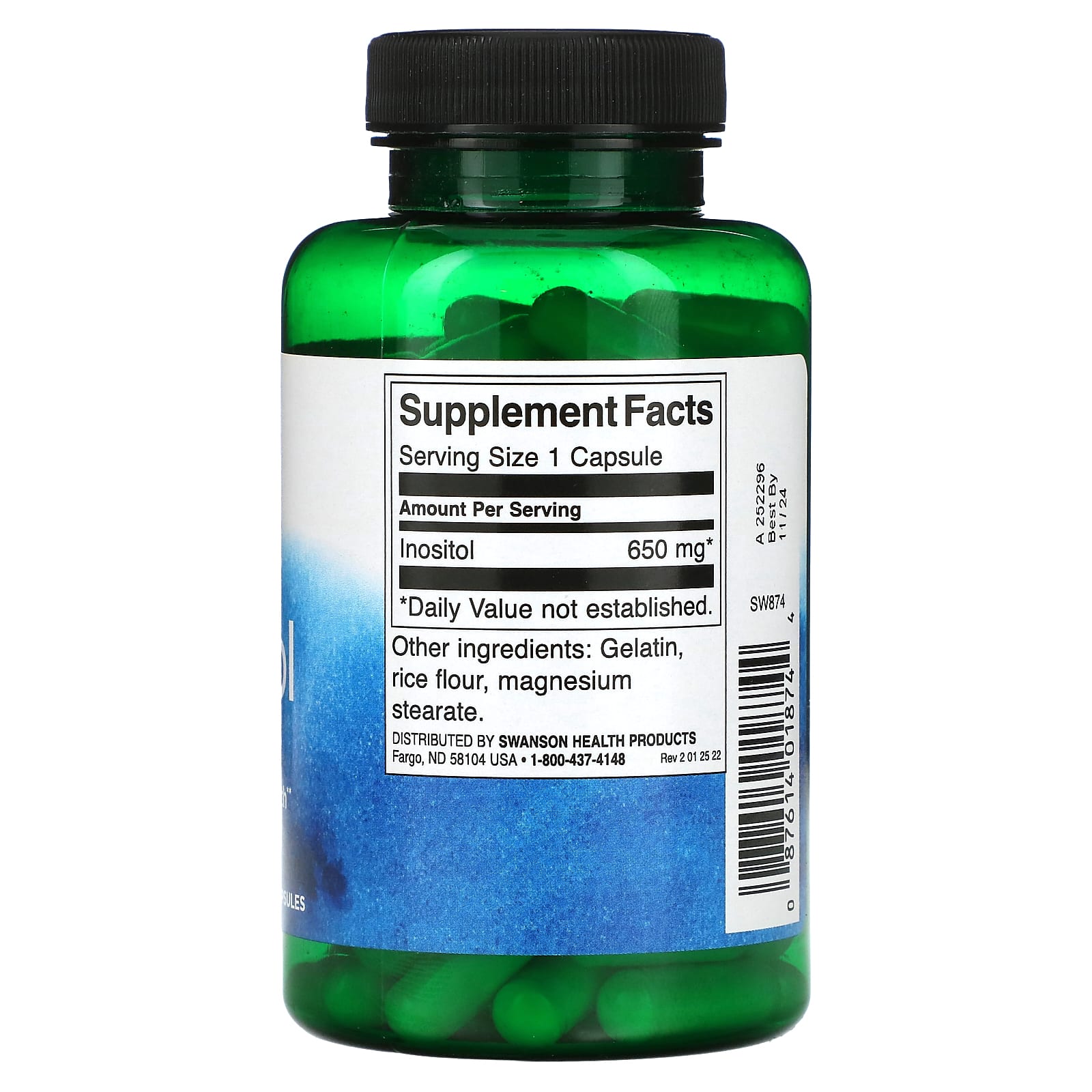 Swanson, Inositol, 650 mg, 100 Capsules - Image 2