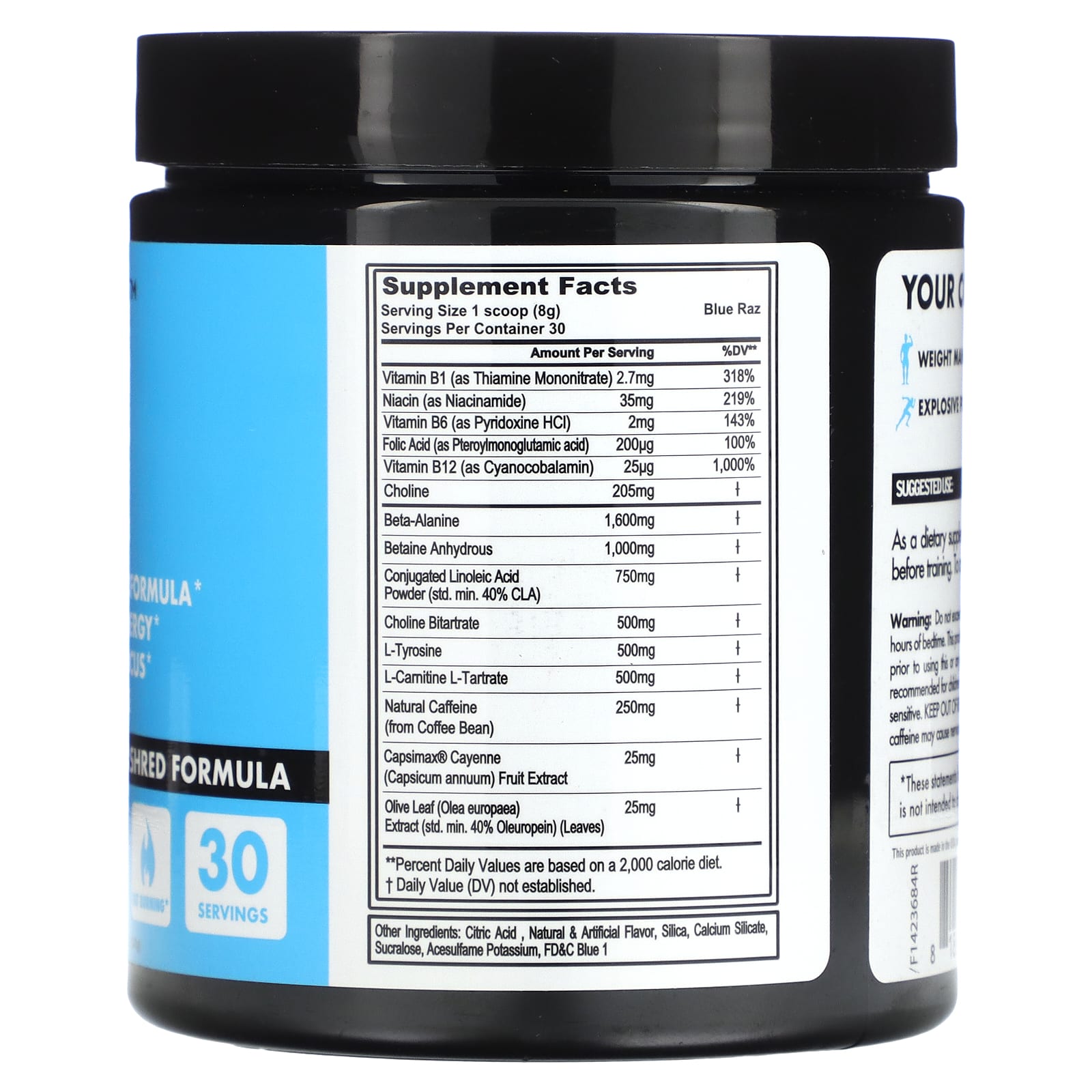 Blue Raspberry LeanPre Pre-Workout Shred Formula by FITCODE - 8.46 oz (240 g) - Image 2