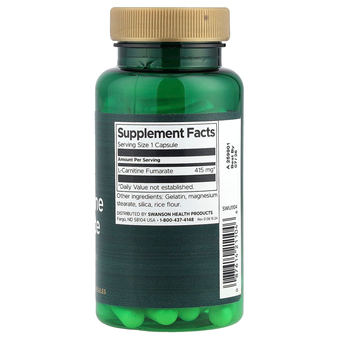 Swanson, L-Carnitine Fumarate, 415 mg, 60 Capsules - Image 2