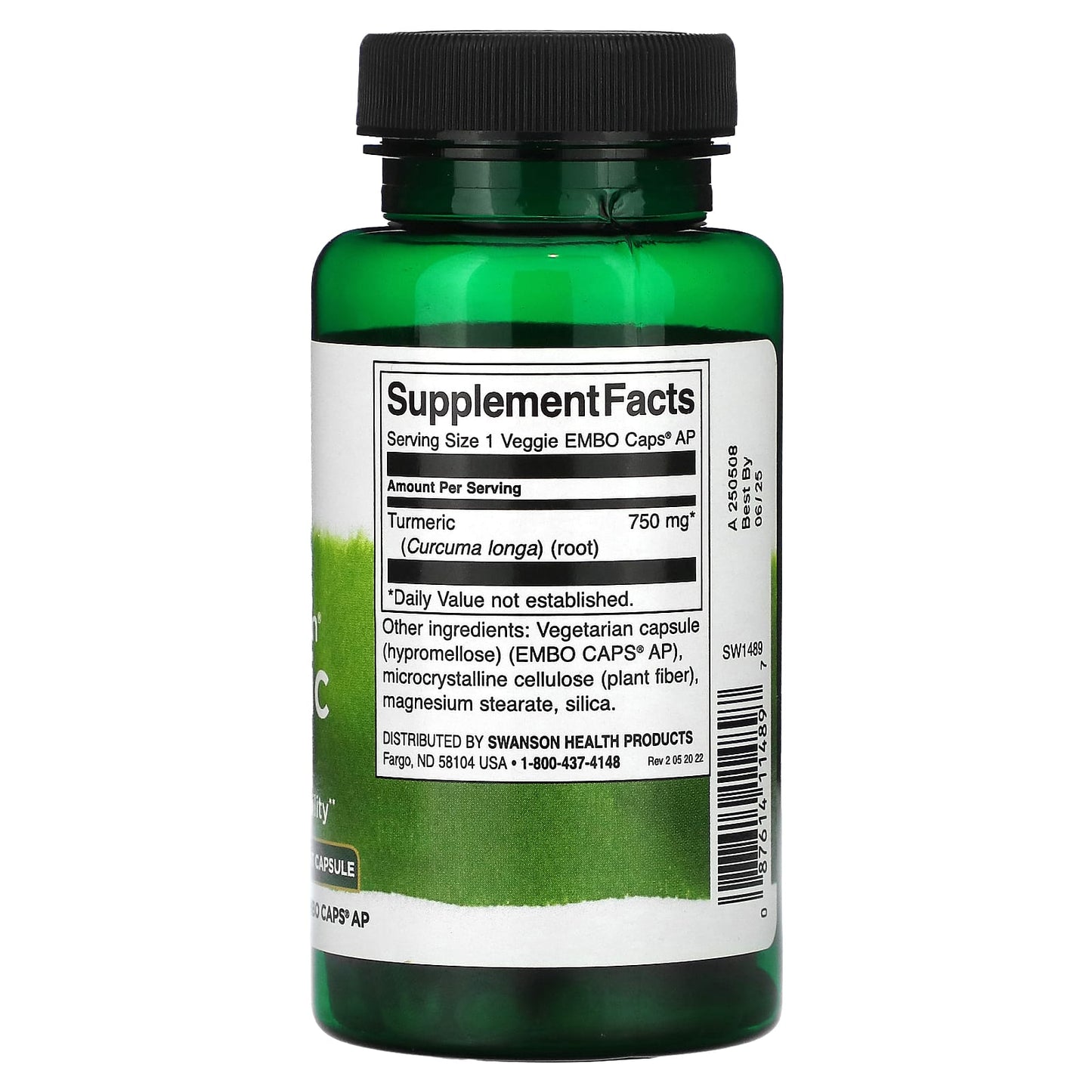 Swanson, Full Spectrum Turmeric, 750 mg, 60 Veggie Embo Caps AP - Image 2