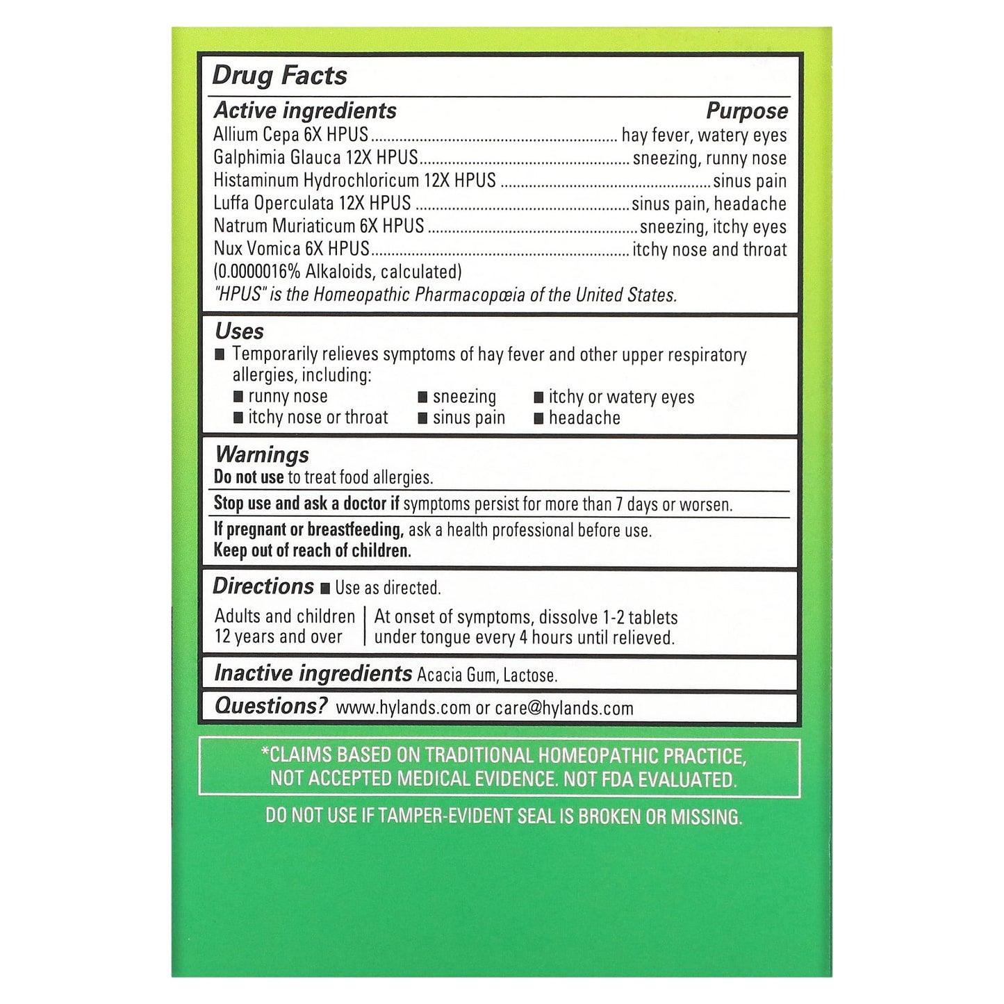 Seasonal Allergy Relief - Fast Acting, Non-Drowsy Tablets by Hyland's Naturals - Image 2