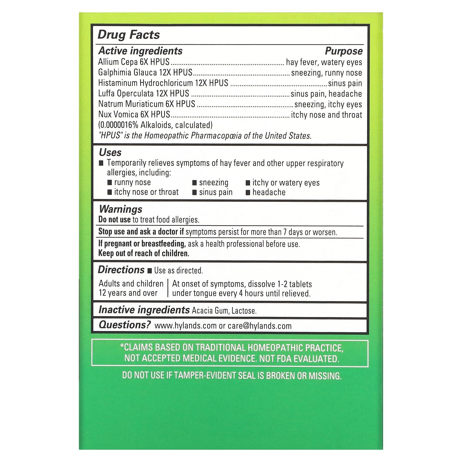 Seasonal Allergy Relief - Fast Acting, Non-Drowsy Tablets by Hyland's Naturals - Image 2