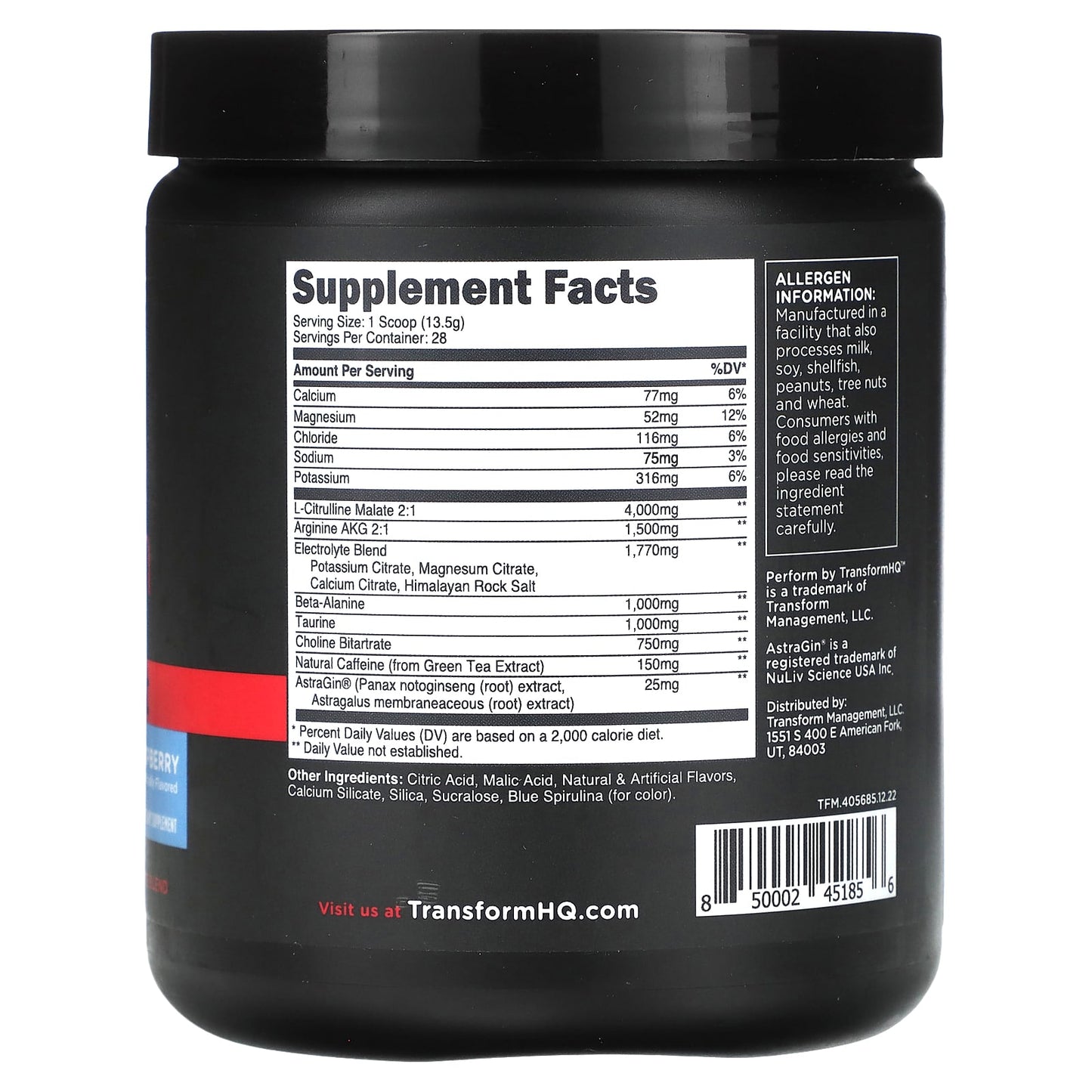 TransformHQ, Pre-Workout, Blue Raspberry, 13.3 oz (378 g) - Image 2