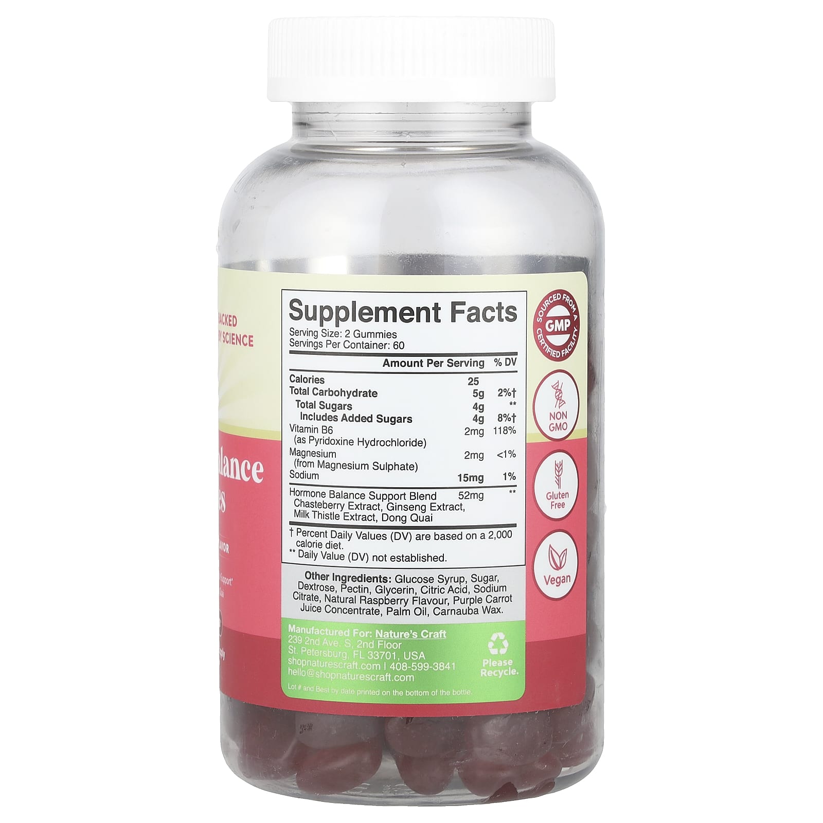Nature's Craft, Women's Wellness, Hormone Balance Gummies, Raspberry, 120 Gummies - Image 2