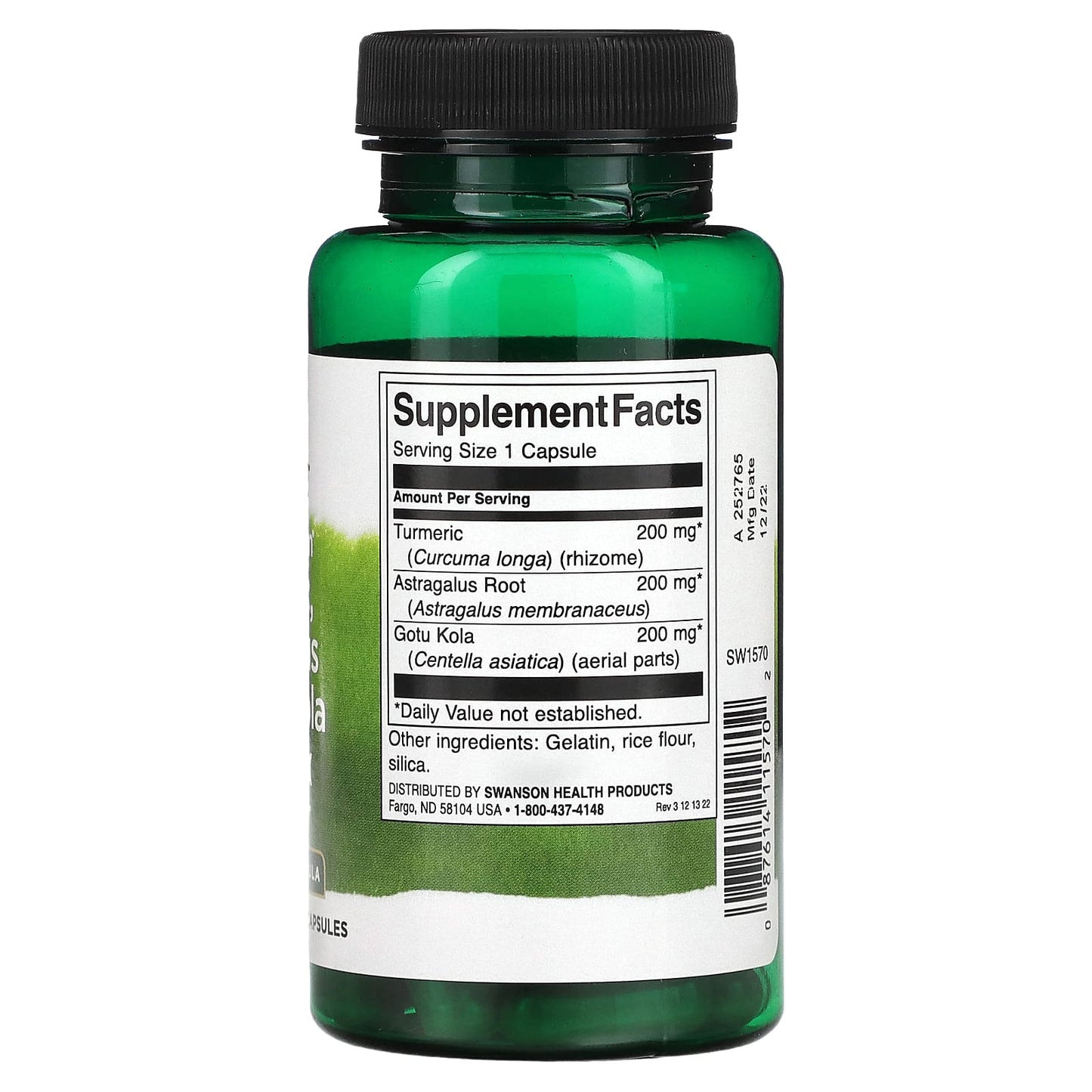 Swanson, Full Spectrum Turmeric, Astragalus & Gotu Kola Complex, 60 Capsules - Image 2