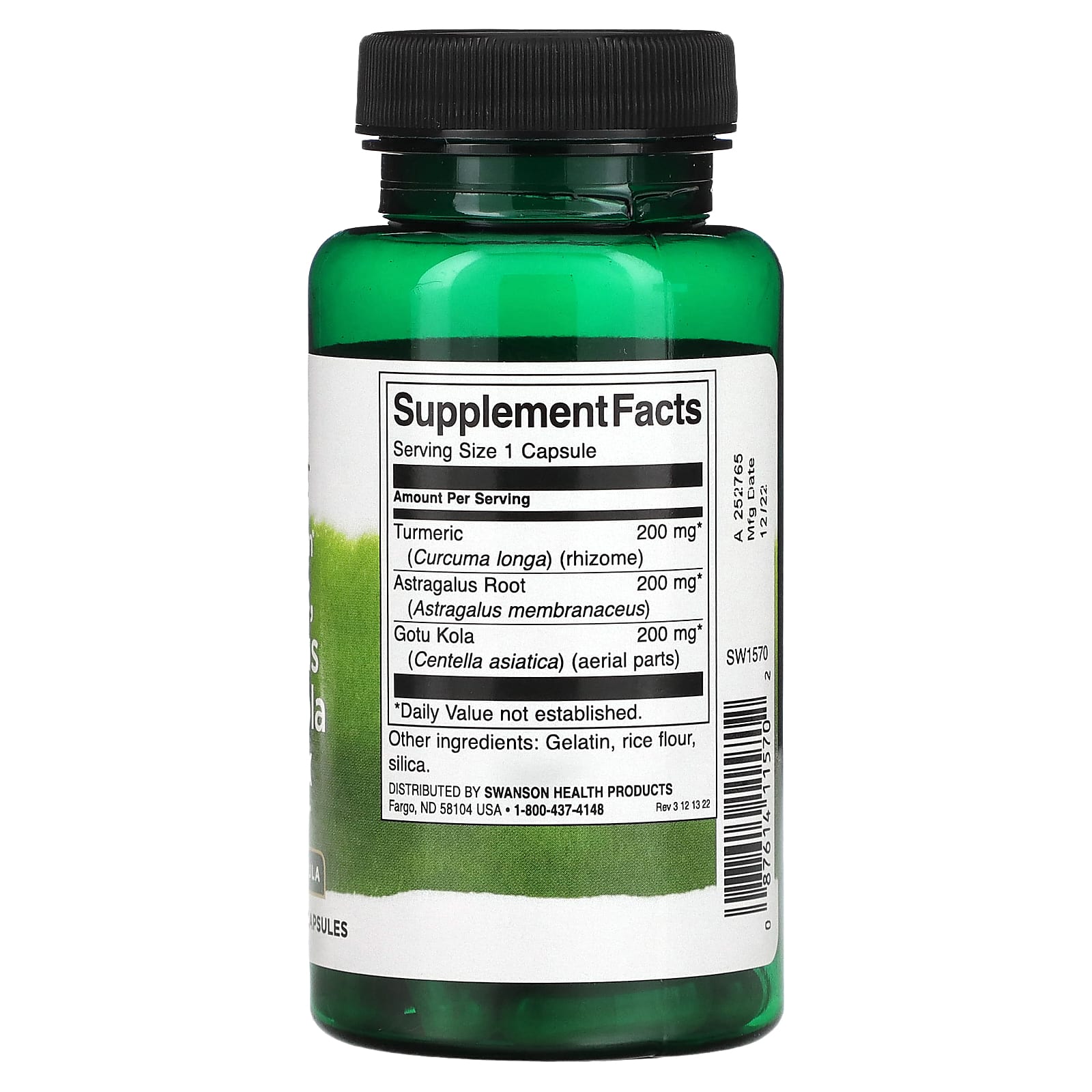 Swanson, Full Spectrum Turmeric, Astragalus & Gotu Kola Complex, 60 Capsules - Image 2