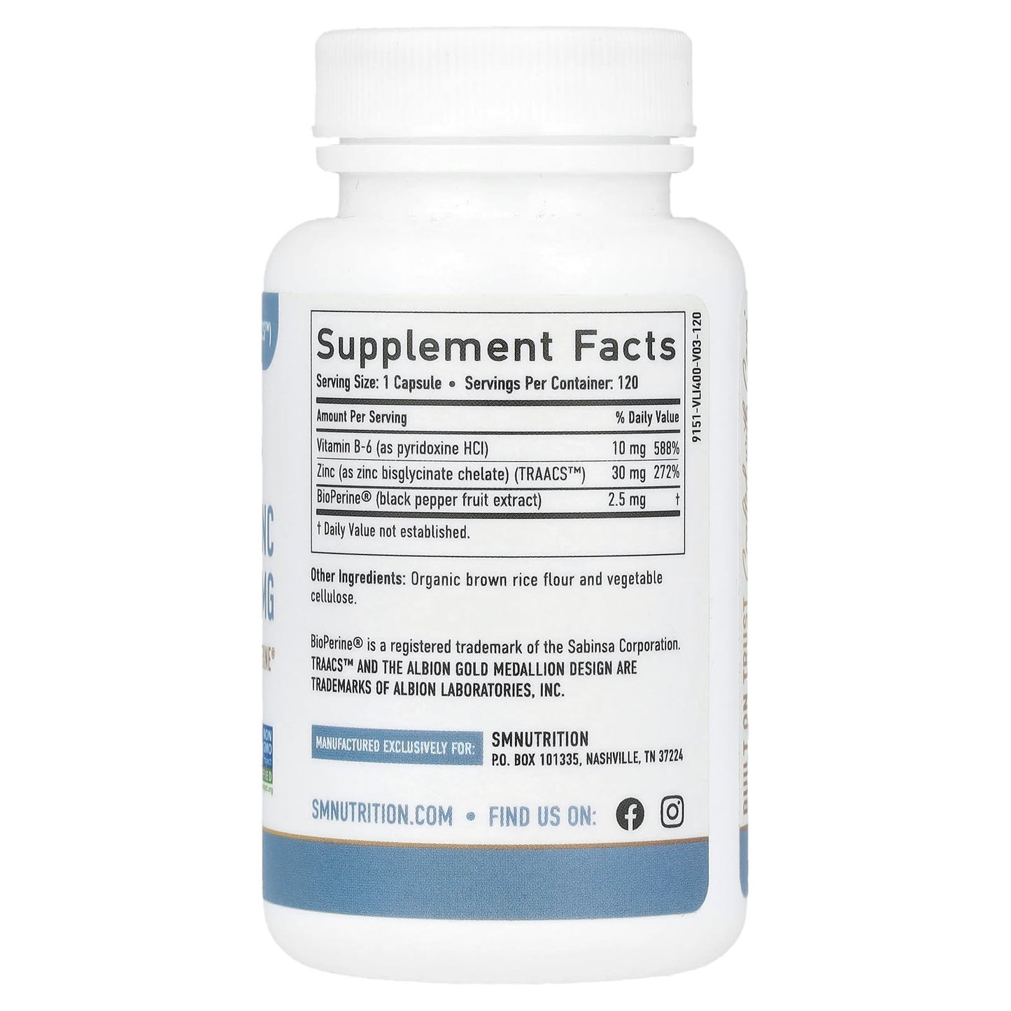 SMNutrition, Chelated Zinc Glycinate, 120 Capsules - Image 2