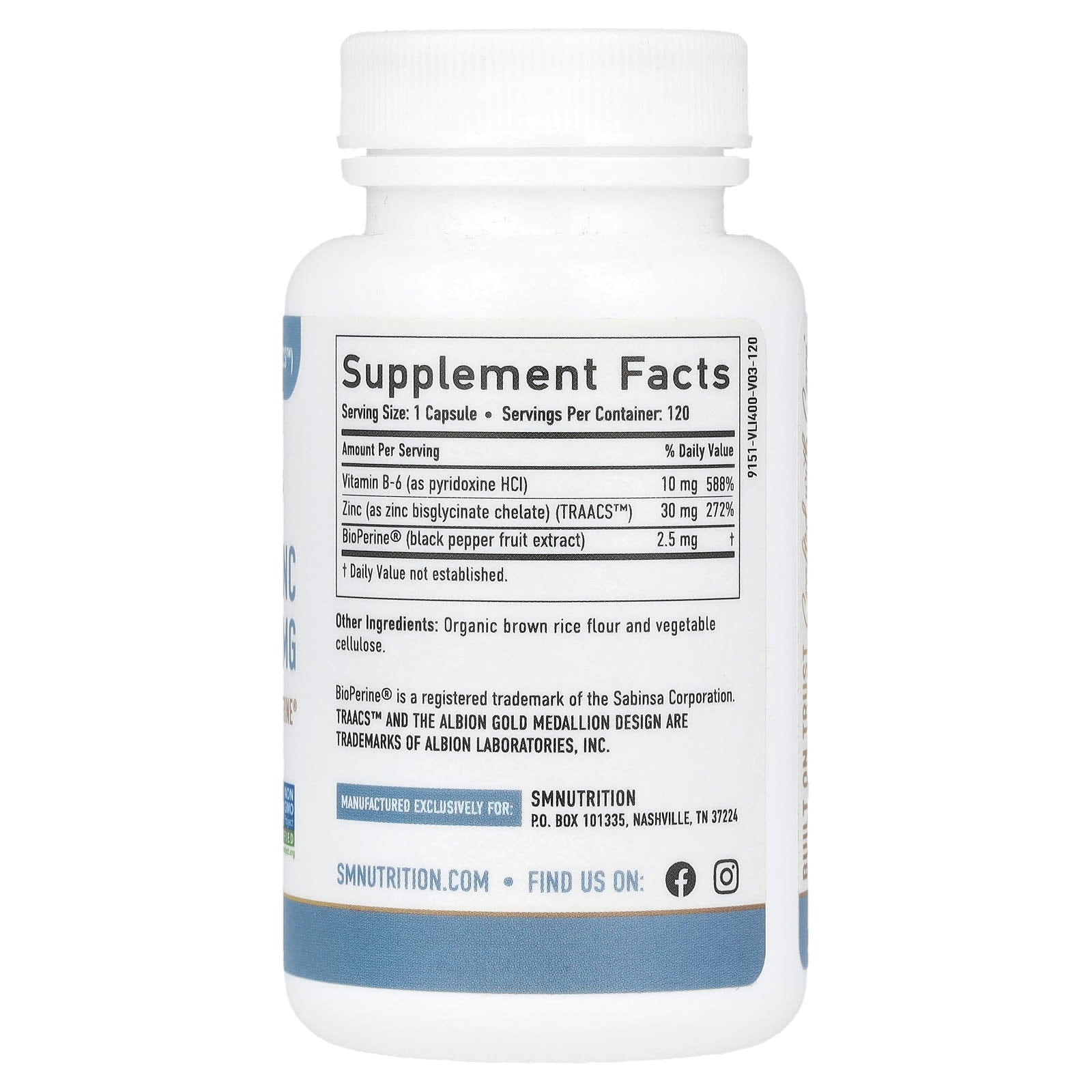 SMNutrition, Chelated Zinc Glycinate, 120 Capsules - Image 2