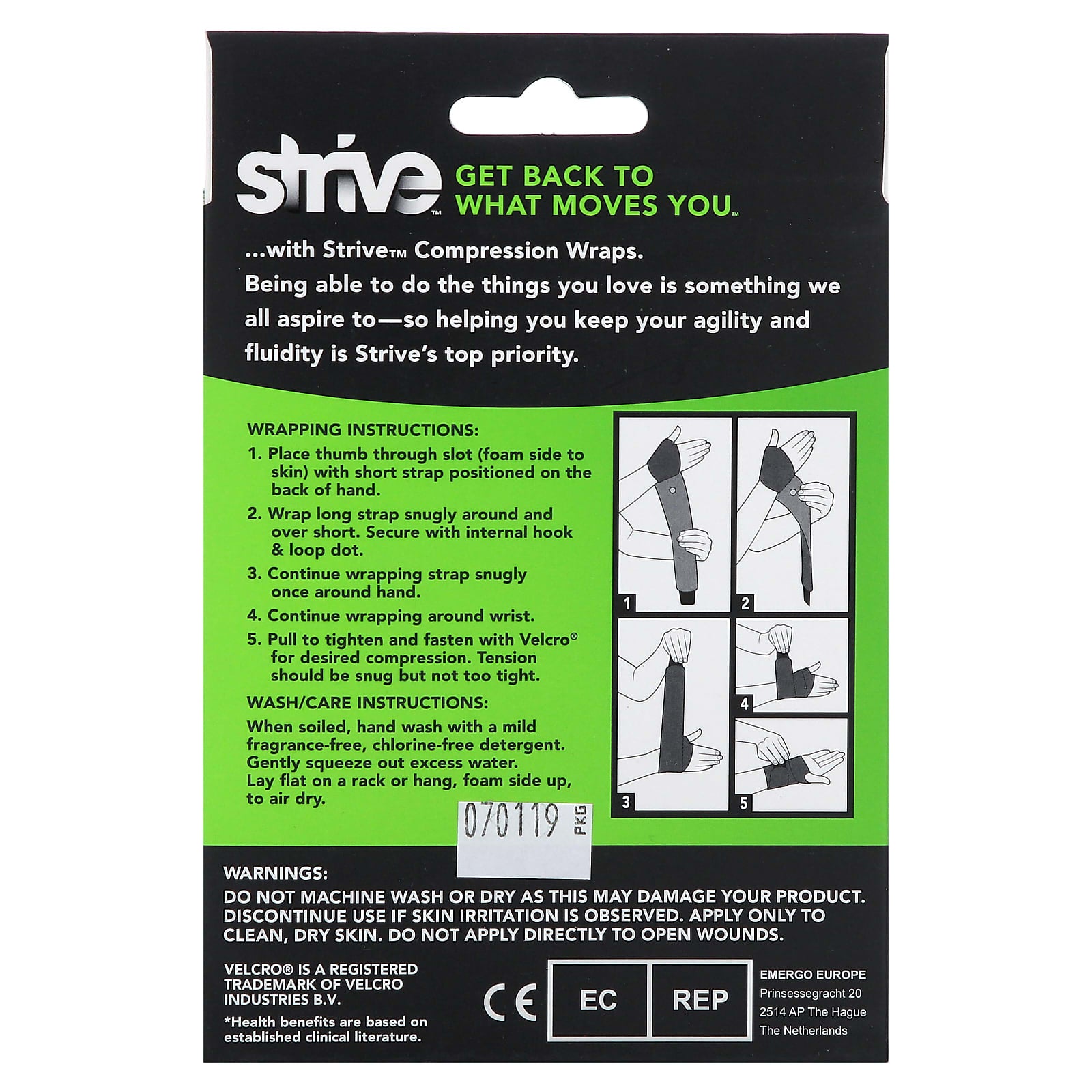 Strive, Right Wrist Compression Wrap , 1 Count - Image 2