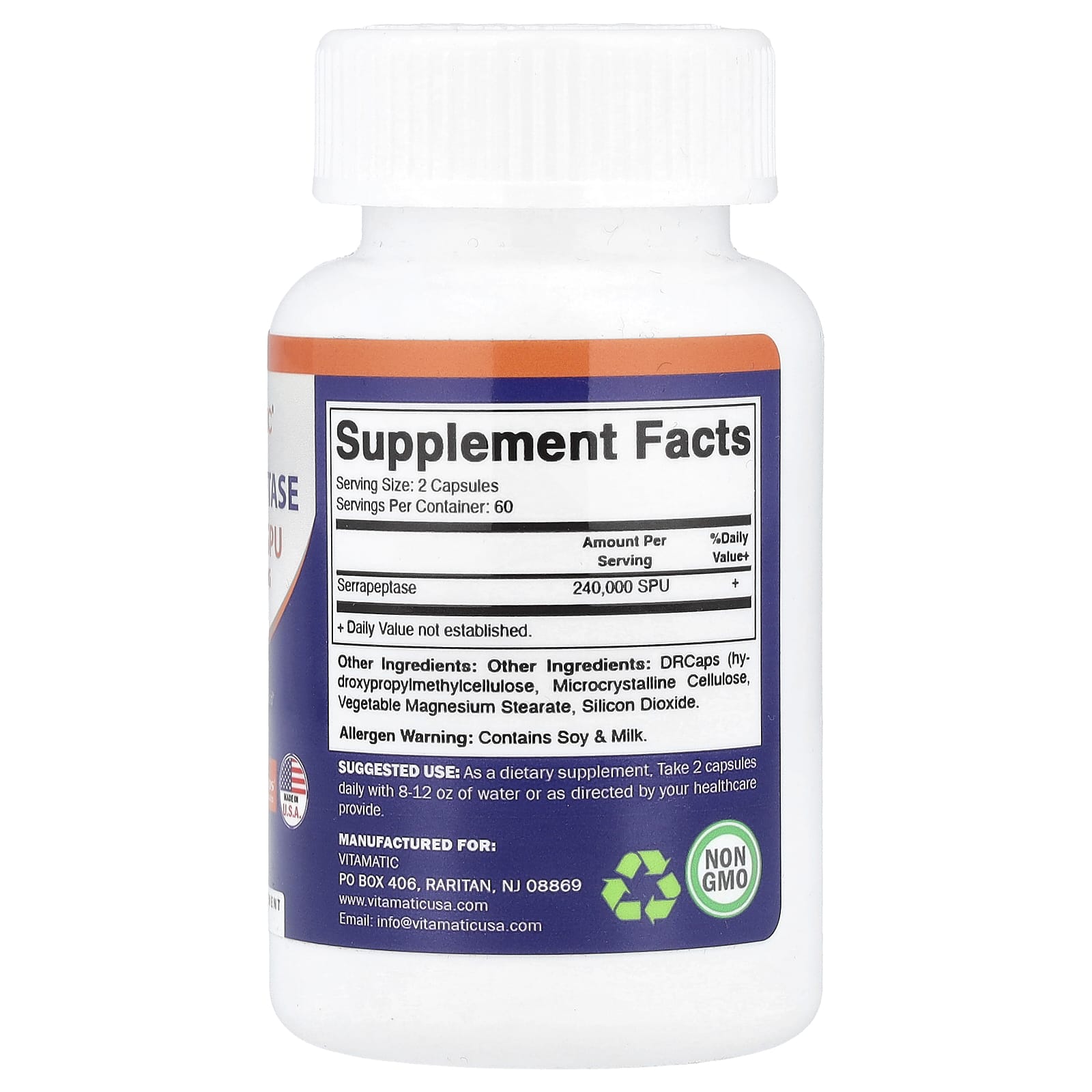 Vitamatic, Serrapeptase, 120 DRcaps® Hypromellose Capsules (120,000 SPU per Capsule) - Image 2