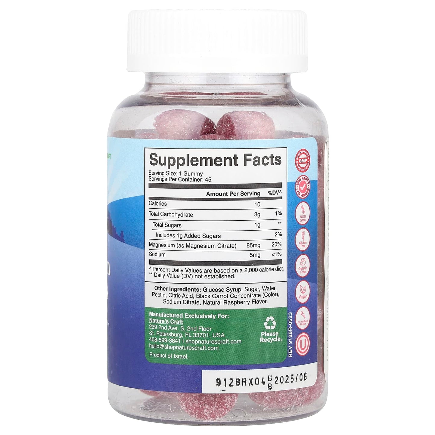 Nature's Craft, Kids Magnesium Gummies, Raspberry, 45 Gummies - Image 2
