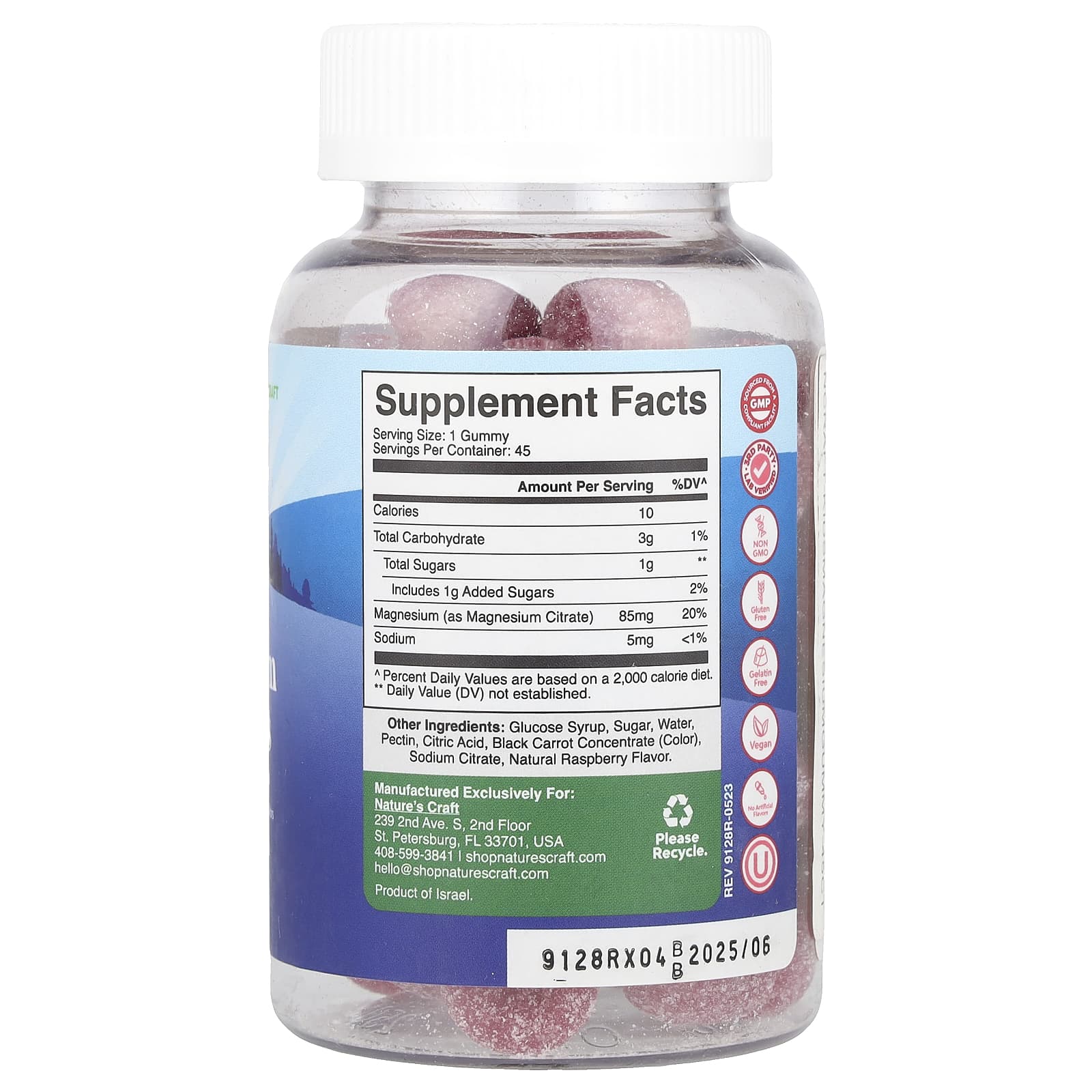Nature's Craft, Kids Magnesium Gummies, Raspberry, 45 Gummies - Image 2
