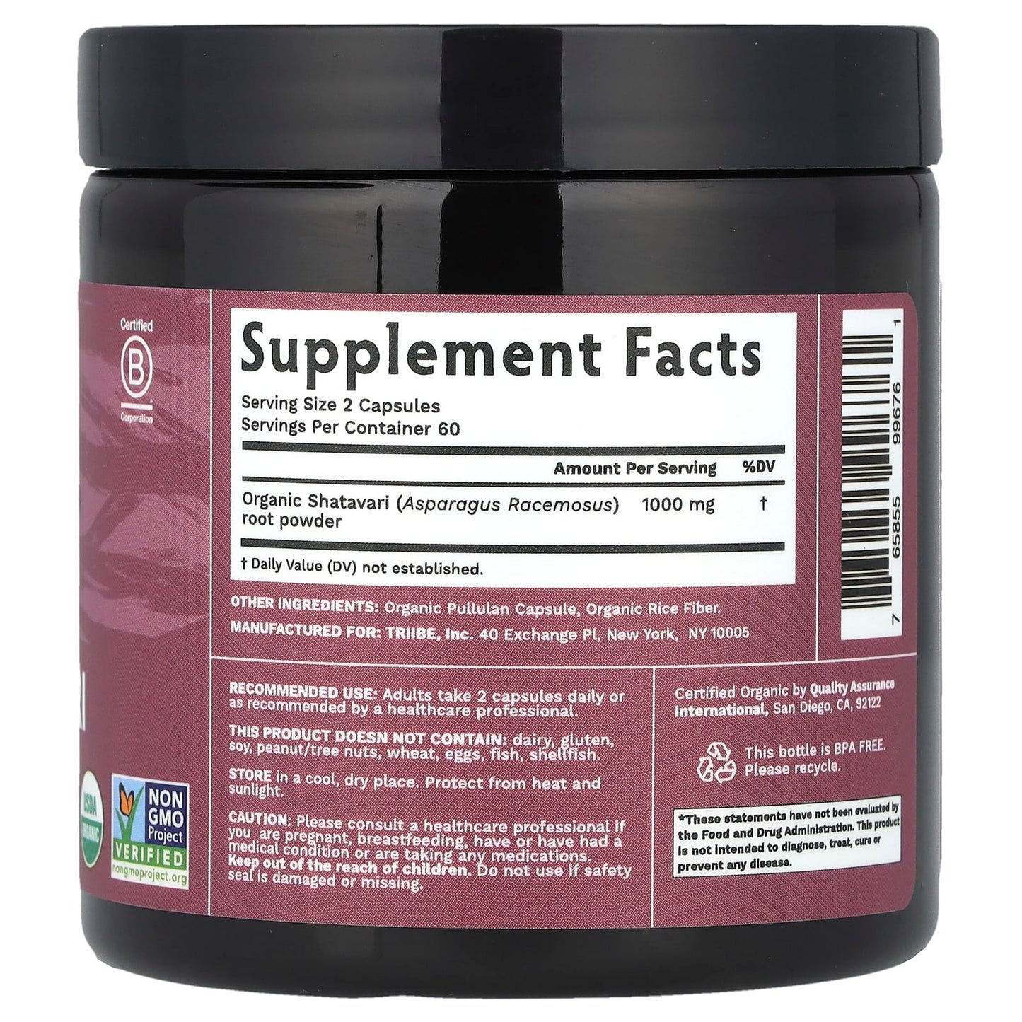 Tribe Organics, Shatavari, 120 Capsules (500 mg Per Capsule) - Image 2