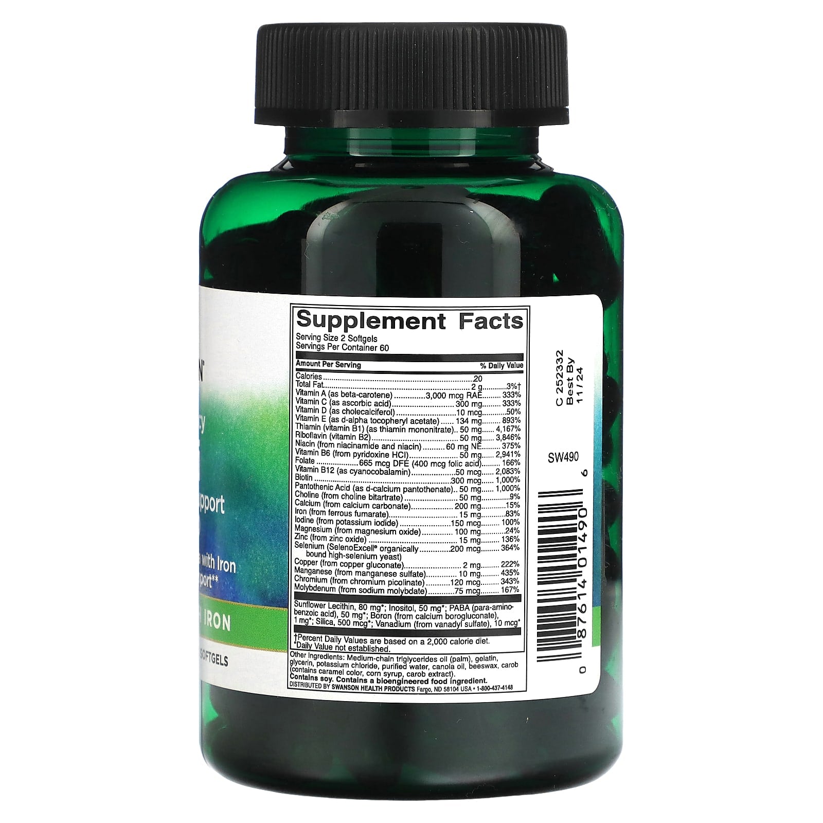 Swanson, Multi Plus Immune Support with Iron, High Potency, 120 Softgels - Image 2