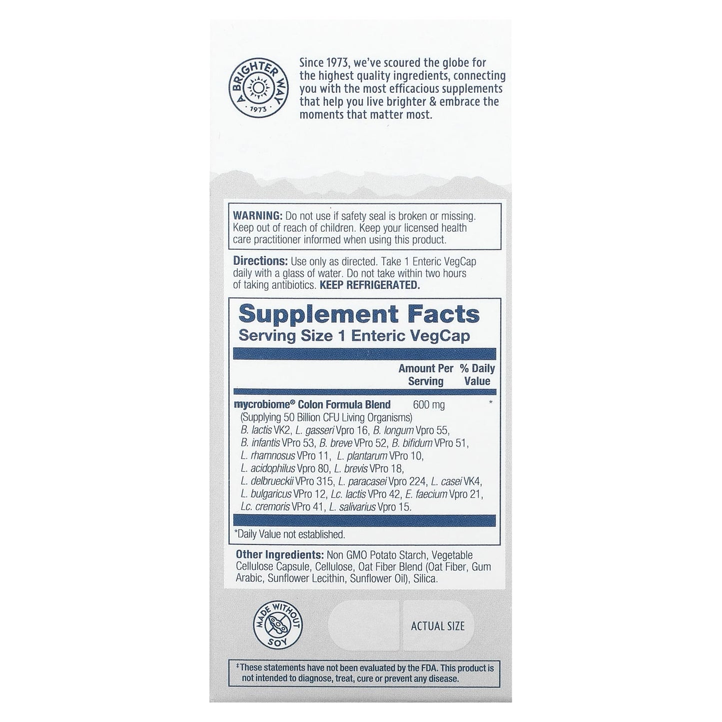Solaray, Mycrobiome Probiotic Colon Formula, 50 Billion, 30 VegCaps - Image 2