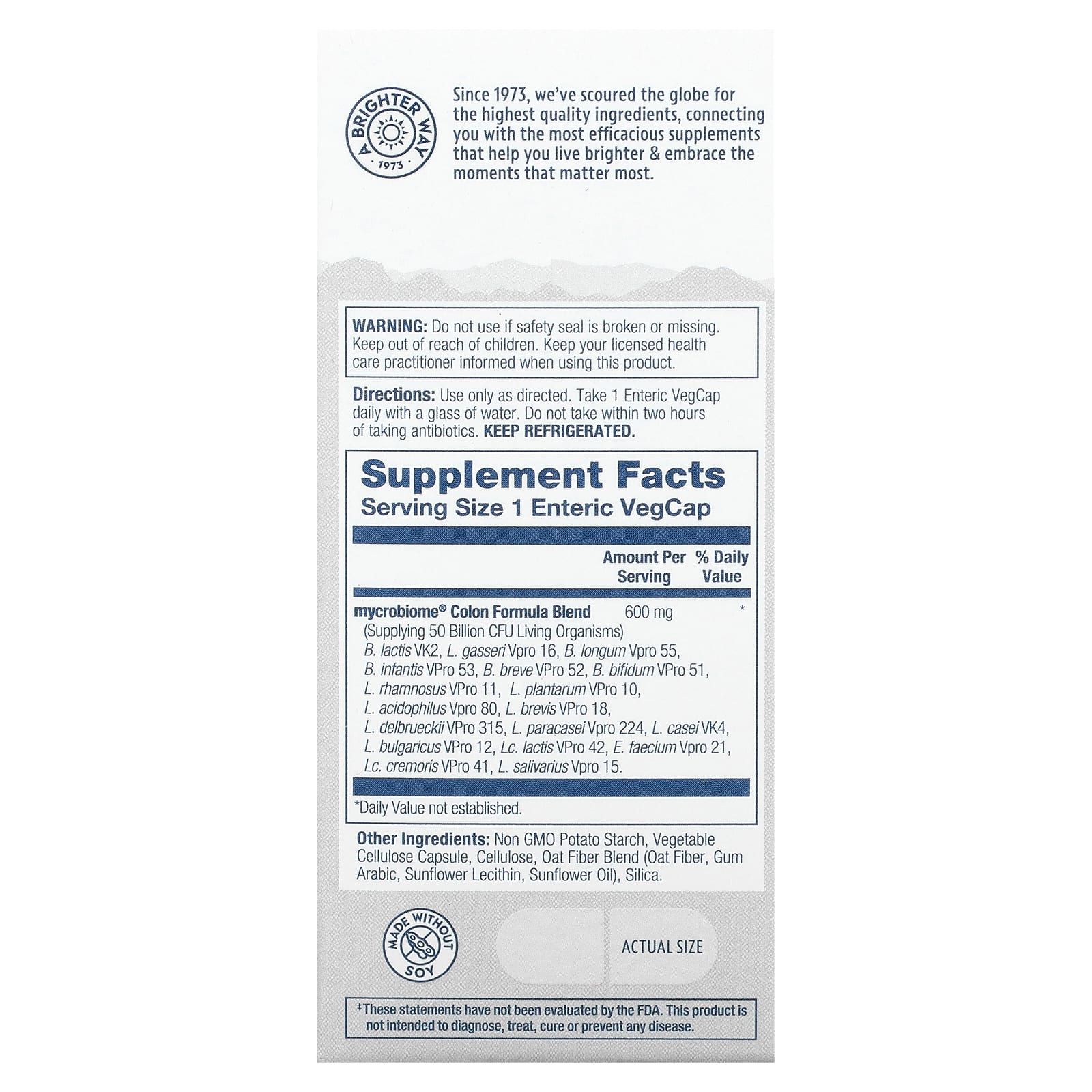 Solaray, Mycrobiome Probiotic Colon Formula, 50 Billion, 30 VegCaps - Image 2
