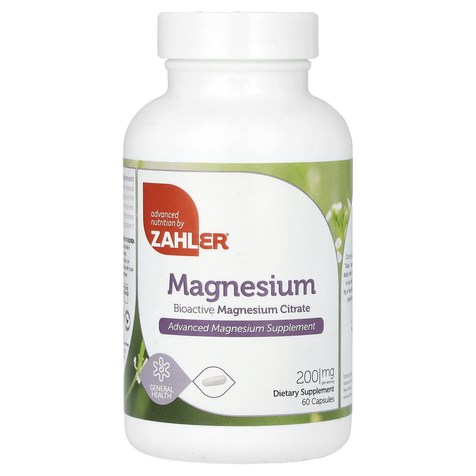 Zahler, Magnesium, 200 mg, 60 Capsules - Image 1