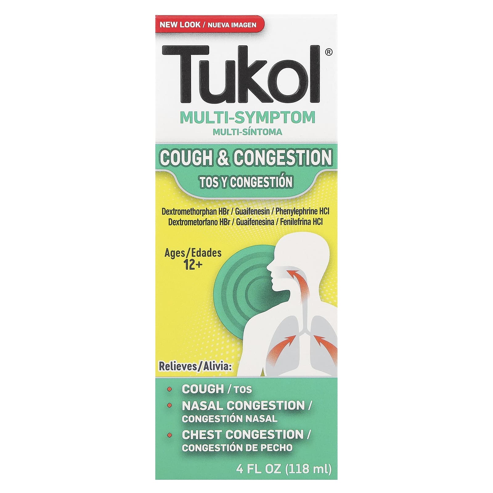 Tukol, Multi-Symptom, Cough & Congestion, Ages 12+, 4 fl oz (118 ml) - Image 1