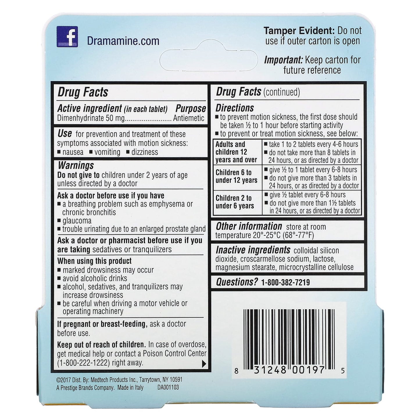 Dramamine Motion Sickness Relief Tablets for Nausea Dizziness and Vomiting - Image 2